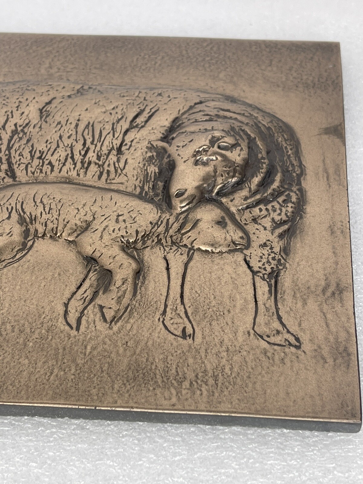 Lamb and Ewe 3D Relief Decorative Accent Tile Copper Glaze Kitchen Wall Décor 6″
