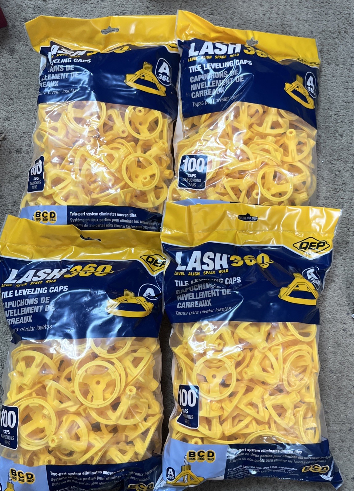 QEP LASH360 Tile Leveling Round Caps (4BAG of 100PK)