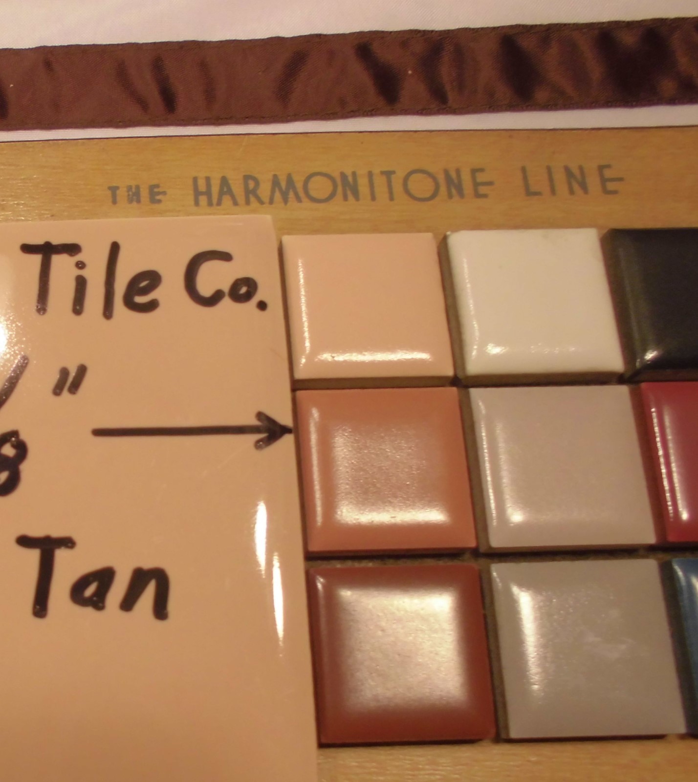 1 pc. Vintage *Beige-Tan-Brown* Glossy Ceramic Tiles 4-3/8″ by Mosaic co. NOS