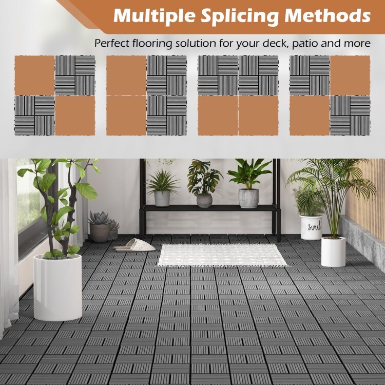 18PCS Interlocking Waterproof Patio Outdoor Garden Flooring Decking Tiles 12×12″