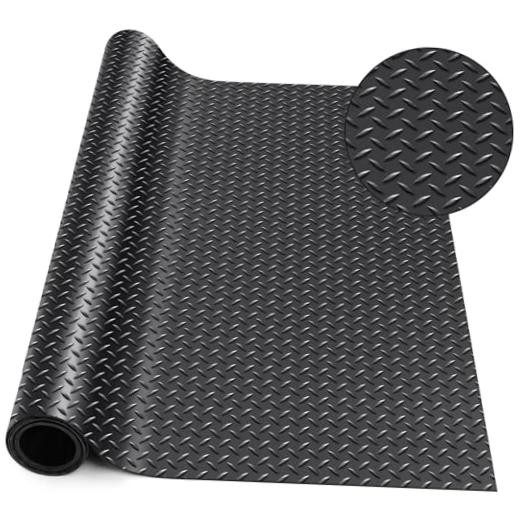 30 in × 5 ft Rubber Flooring Rolls Mats, 30 in x 5 ft Black Diamond Plate