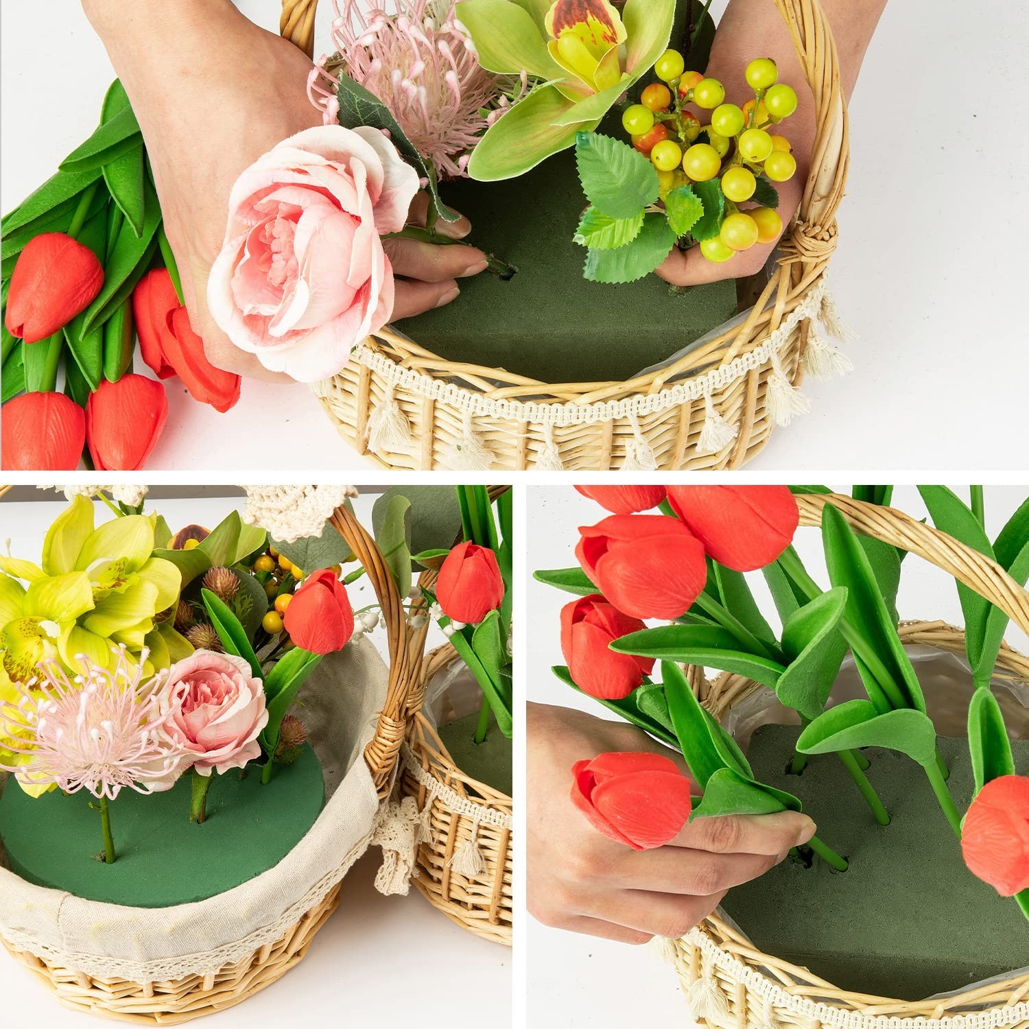 Crafare 7.5Inch 8 Pack Round Wet Floral Foam Bricks DIY Floral Blocks for Spr…