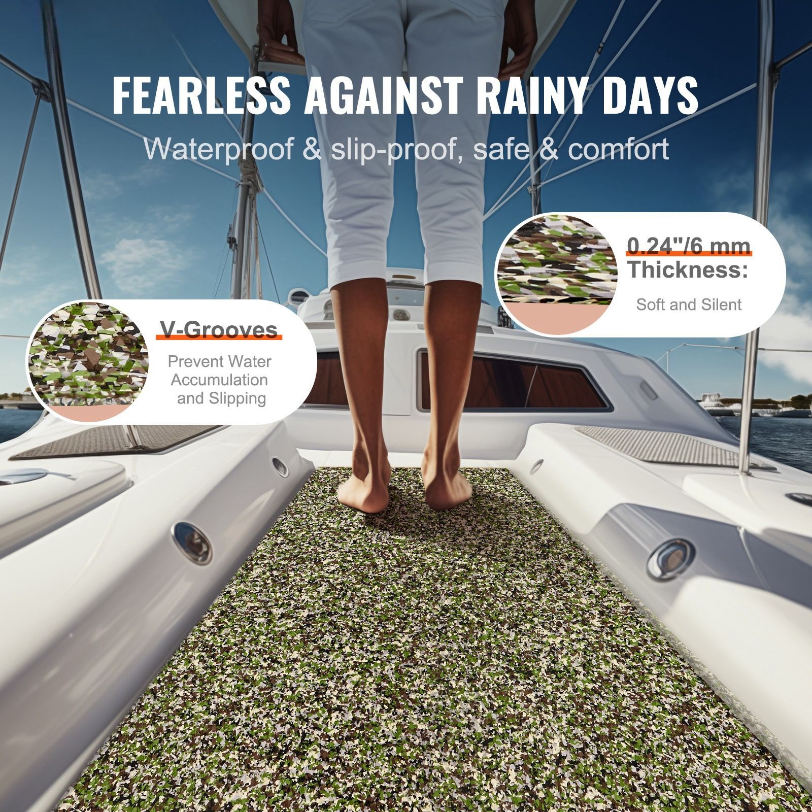 Boat Flooring, EVA Foam Boat Decking 94.5″ x 23.6″, Non – Slip Self – Adhesive