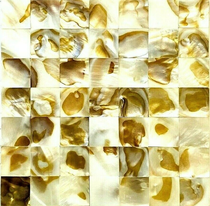 Mother of Pearl Seashell Mosaic Tile 1×1 Backsplash (5 1/2 in x 5 1/2 in sheet)