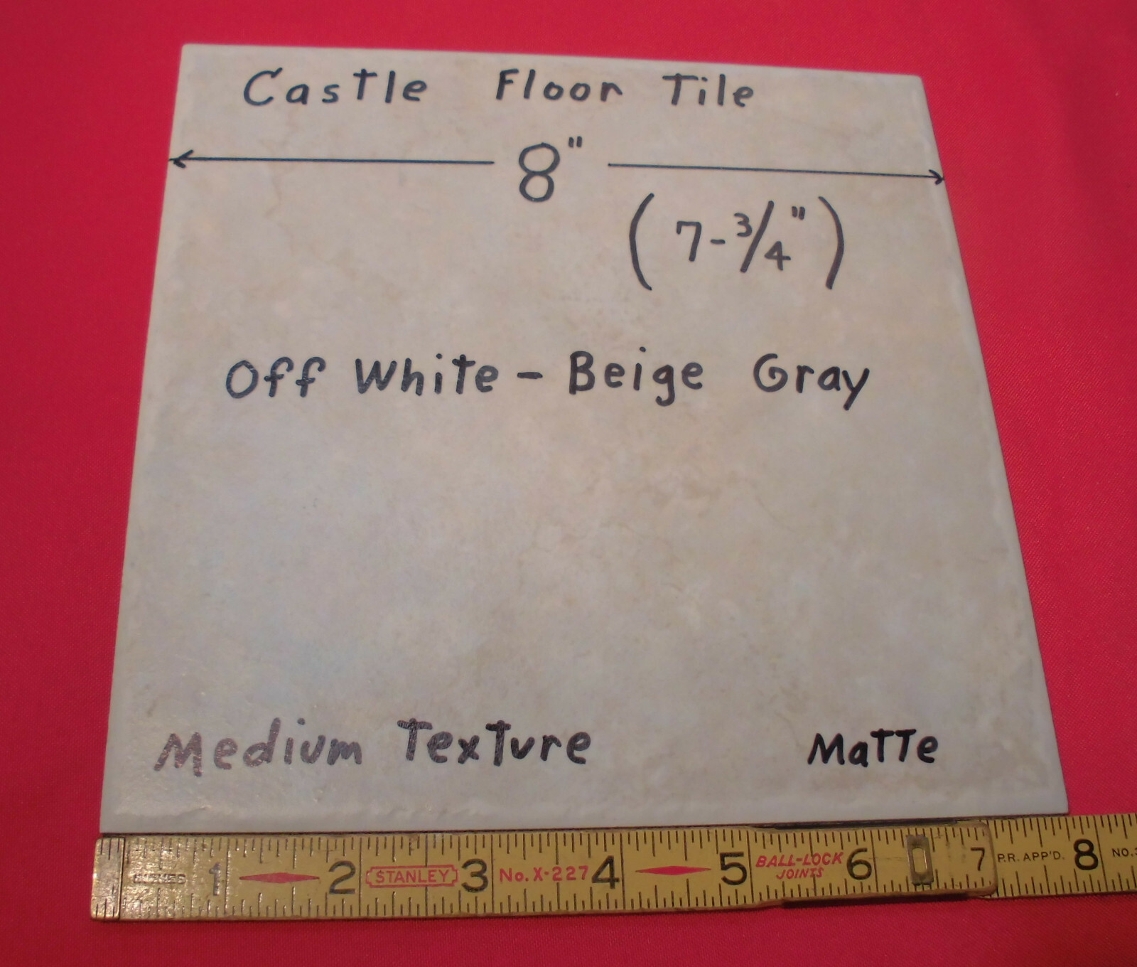 1 pc. Textured Off-White + Gray-Beige Ceramic Floor Tile 8″ X 8″ size 7-3/4″