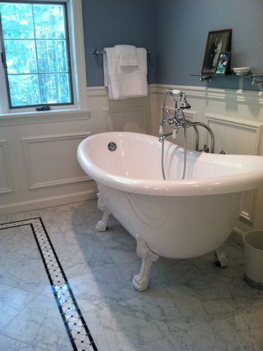 C651BXP Carrara Marble Basketweave Listello Border Black Dots Polished 4×12