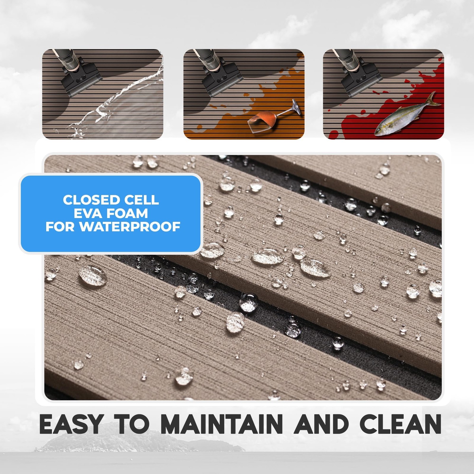 Boat Flooring EVA Foam Boat Decking with Self-Adhesive Non-Slip Marine Carpet…