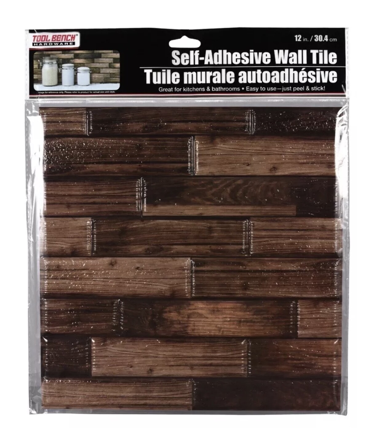 LOT of 5 Sheets Hardware Self Adhesive Tan, Brown and White Wall Tile, 12×12 in.
