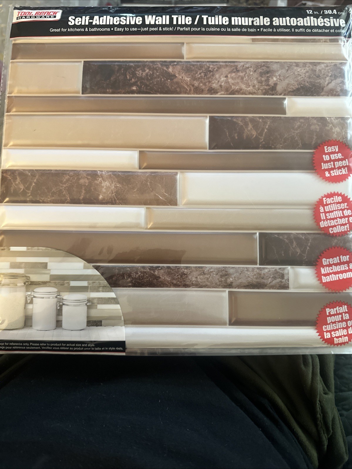 LOT 10 Sheets Hardware Self Adhesive Tan Brown and White Wall Tile 12×12 in