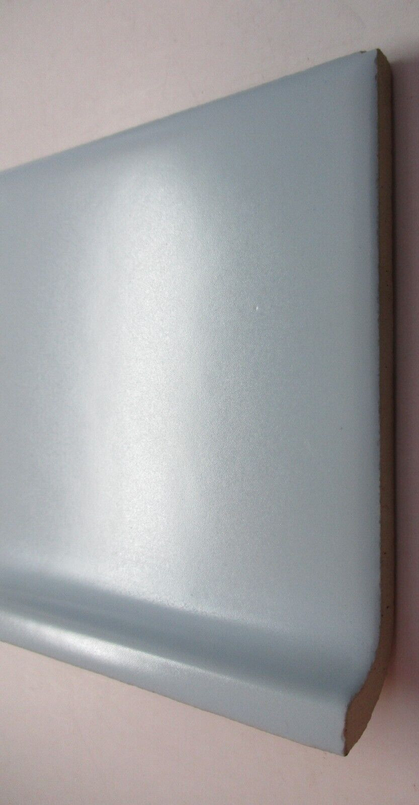 1 Wall Tile Dal 4-1/4″ Sq. Satin Sky Blue Ceramic Cove Base Curve Radius MCM Vtg