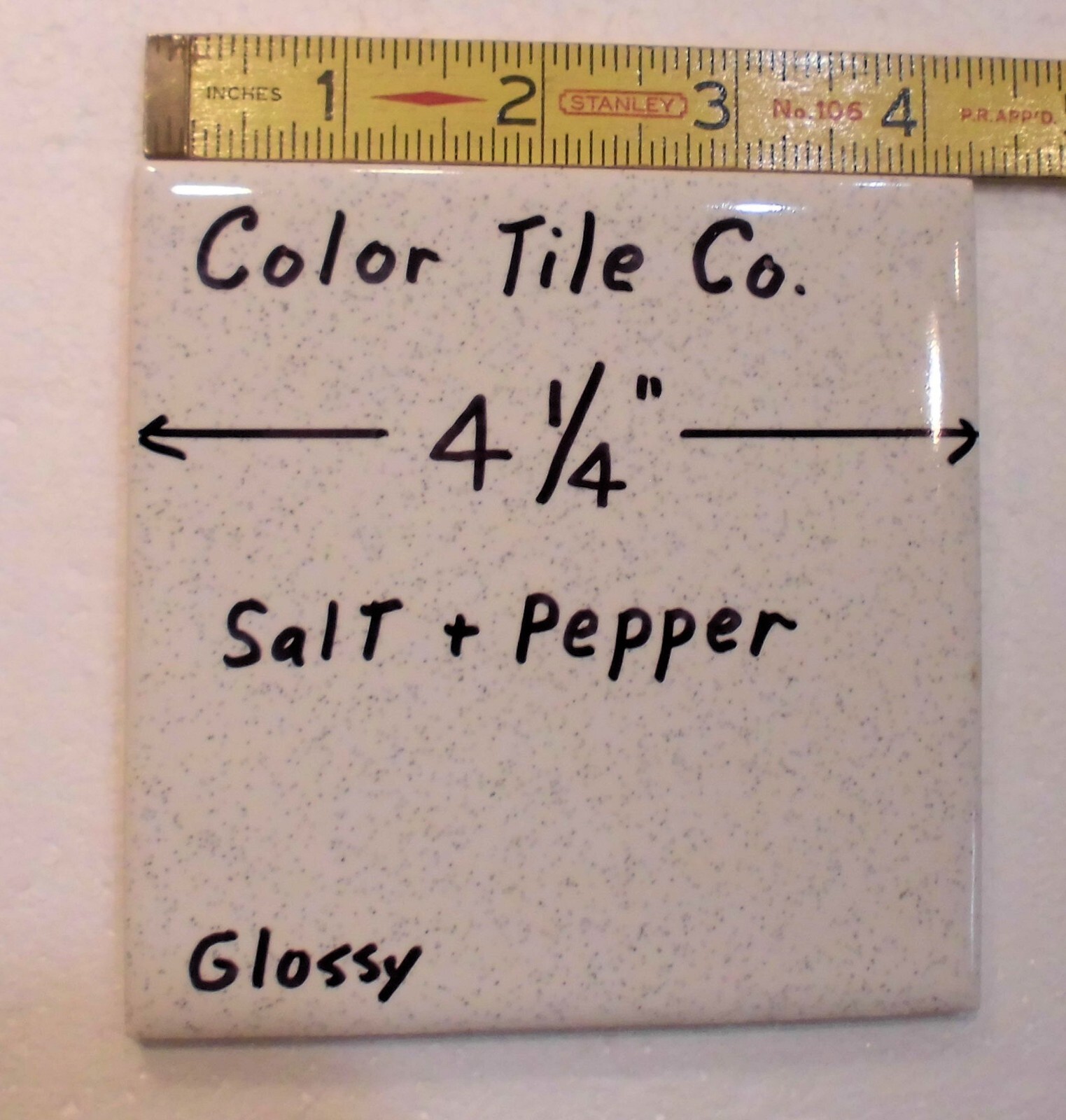 1 pc. Gold Dust: by Color Tile Co. 4-1/4″ Glossy Ceramic Tile: Made 1970’s-90’s