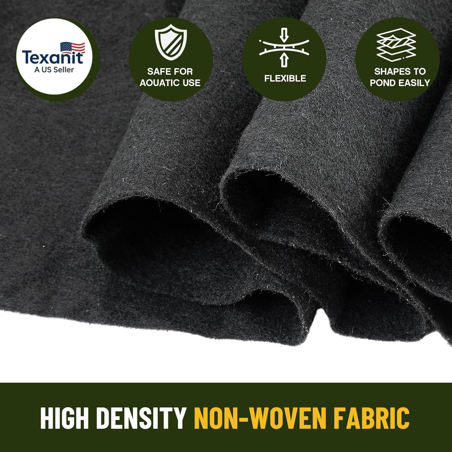 15 X 25 Feet Pond Liner Underlayment 6Oz Black Non Woven Geotextile Underlayment