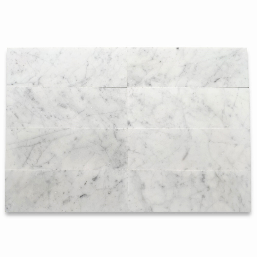 C53H 4×12 Carrara White Marble Honed Wall and Floor Tile Venato Bianco