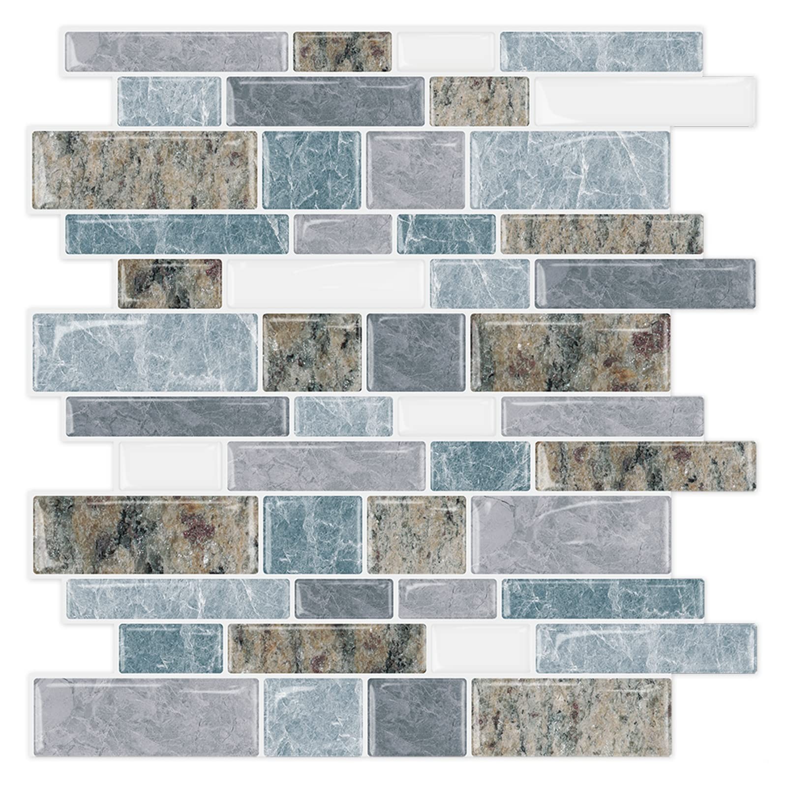 Azulejos Adhesivos Granito Azul Y Marron Para Cocina Pack De 10 De Lujo