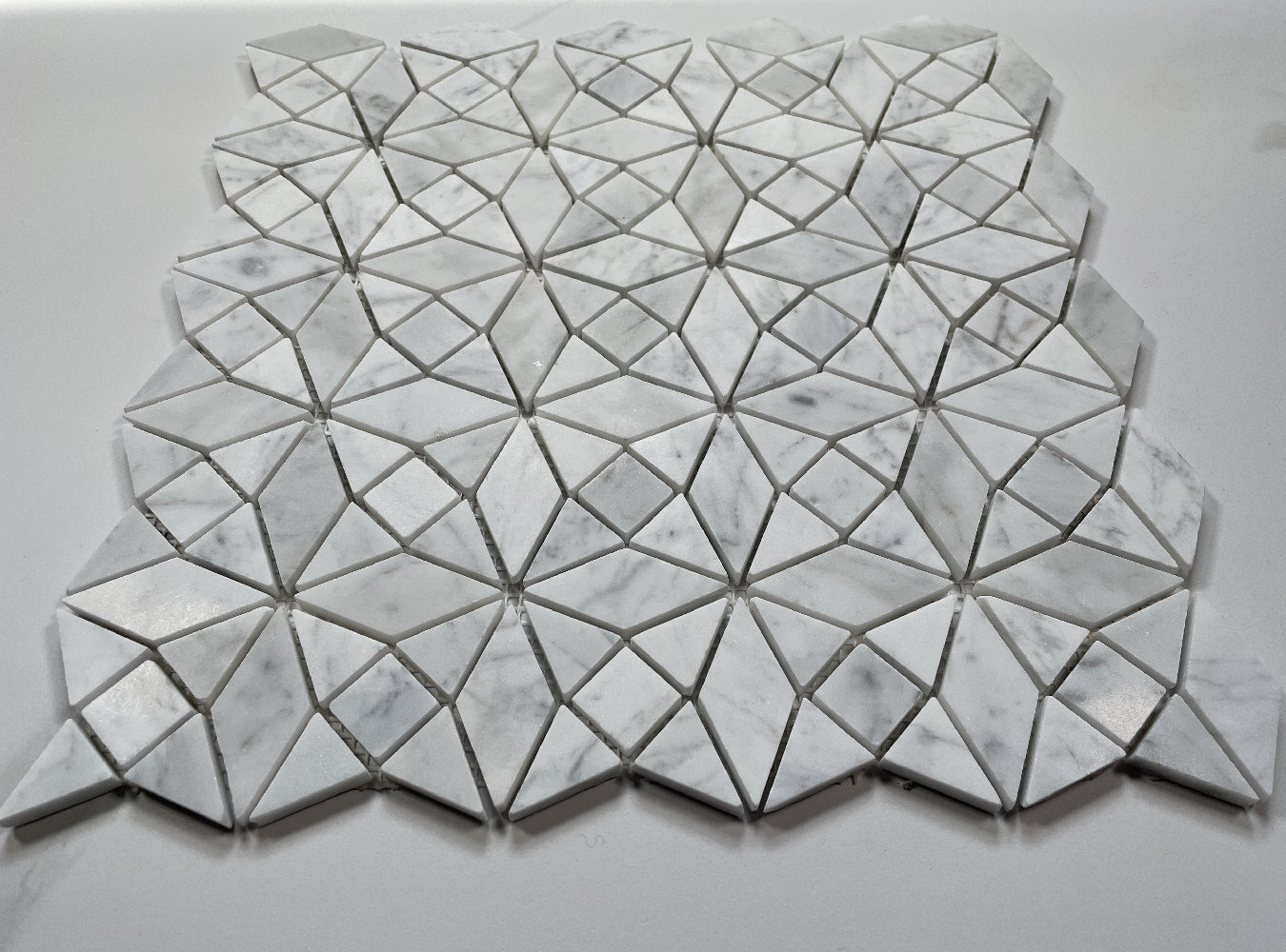 C87XH Carrara Marble Kaleidoscope Pattern Diamond Mix Mosaic Tile Honed