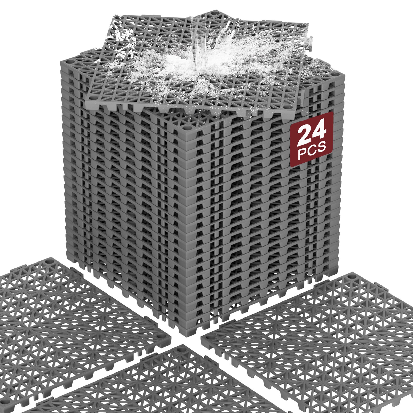 Interlocking 12″x12″ Tiles – Drainage Design in 24/36/50 Packs