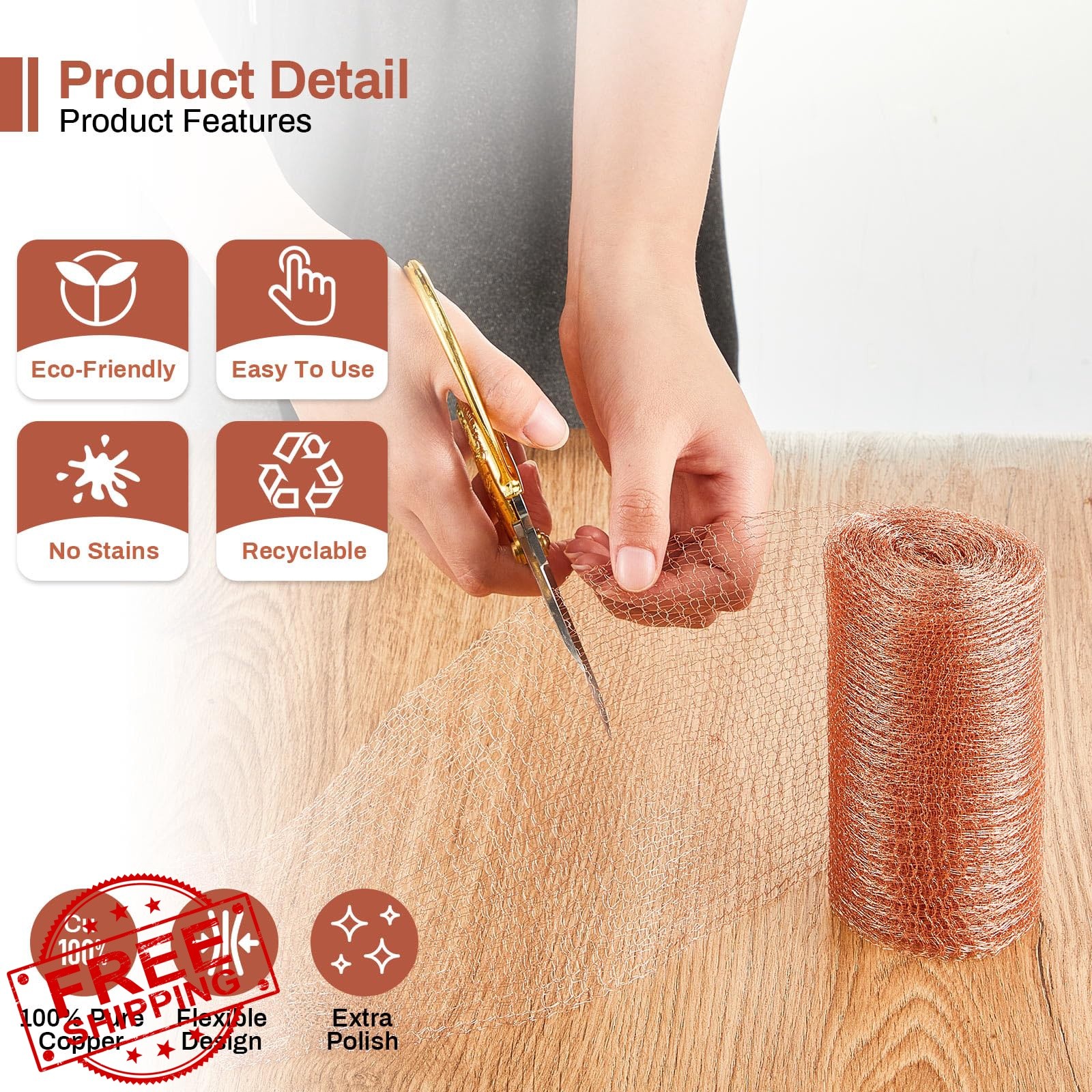 Gisafai 8″x32ft Copper Mesh Rodent Control 2 Roll