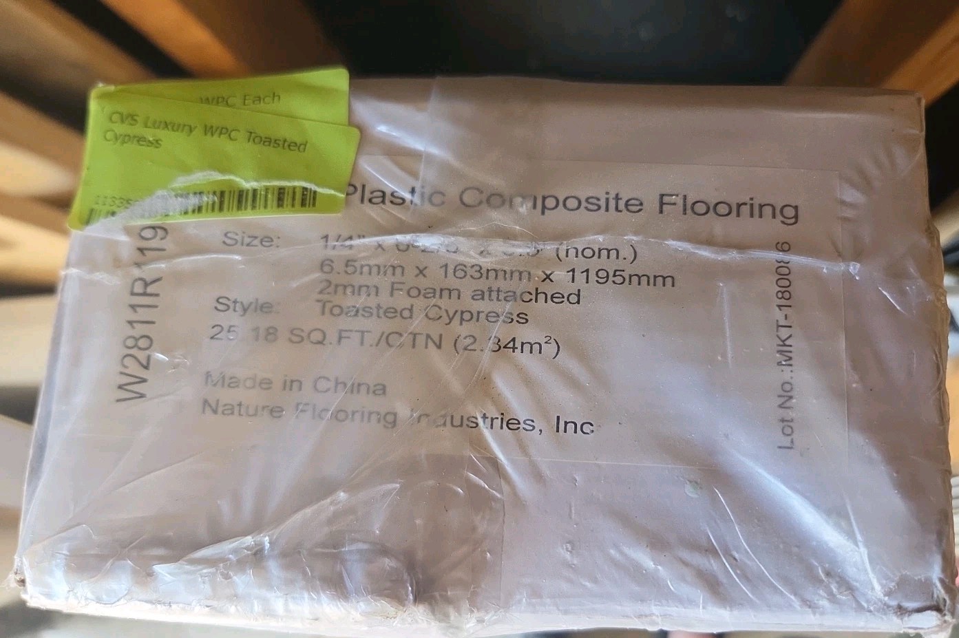 6.5mm Luxury WPC Flooring, W-2811R-1195E Coverage: 25.18 SQFT/Bx Toasted Cypress
