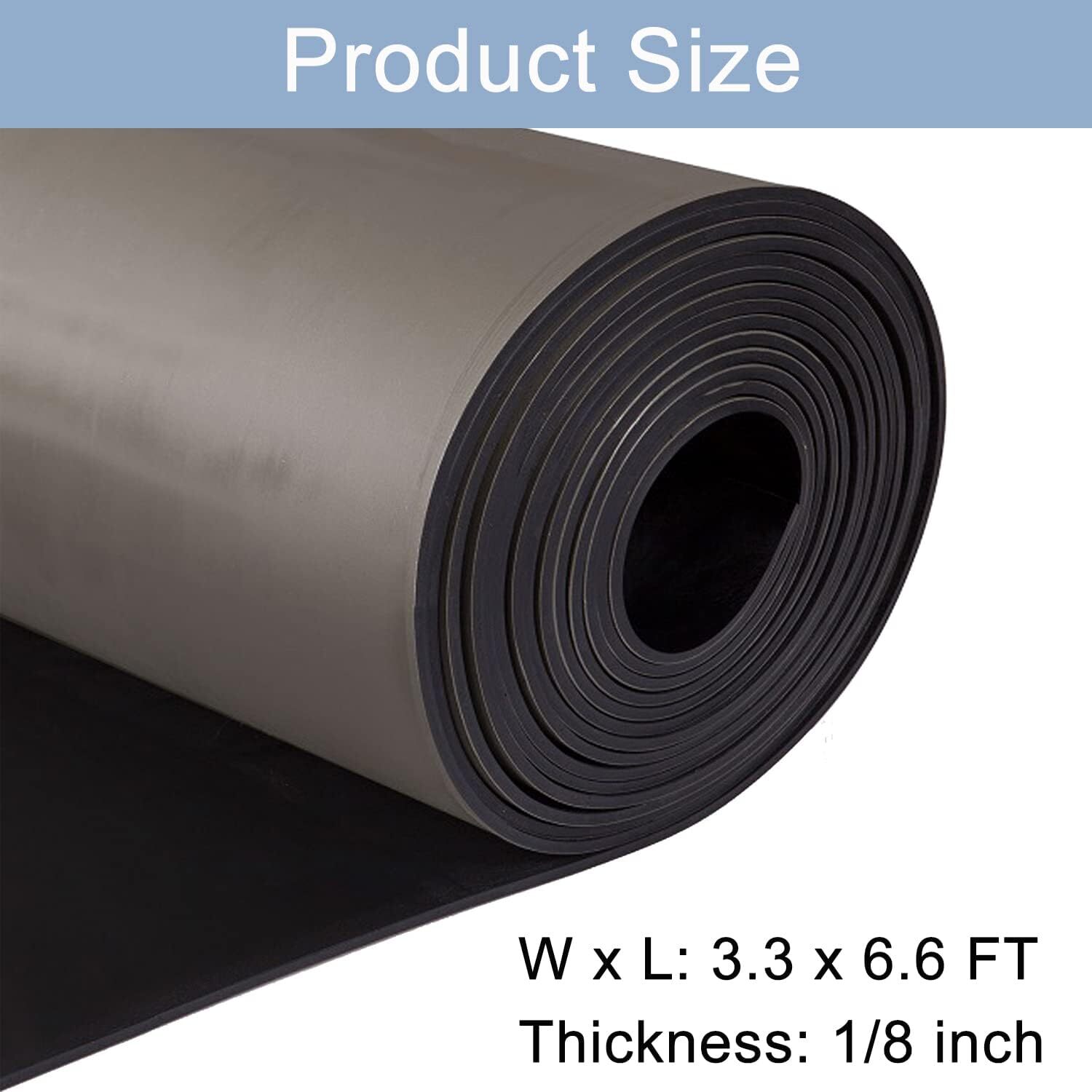Neoprene Rubber Sheet Rolls 3.3×6.6 Ft 1/8” Thick Solid Rubber Sheet Silicone R