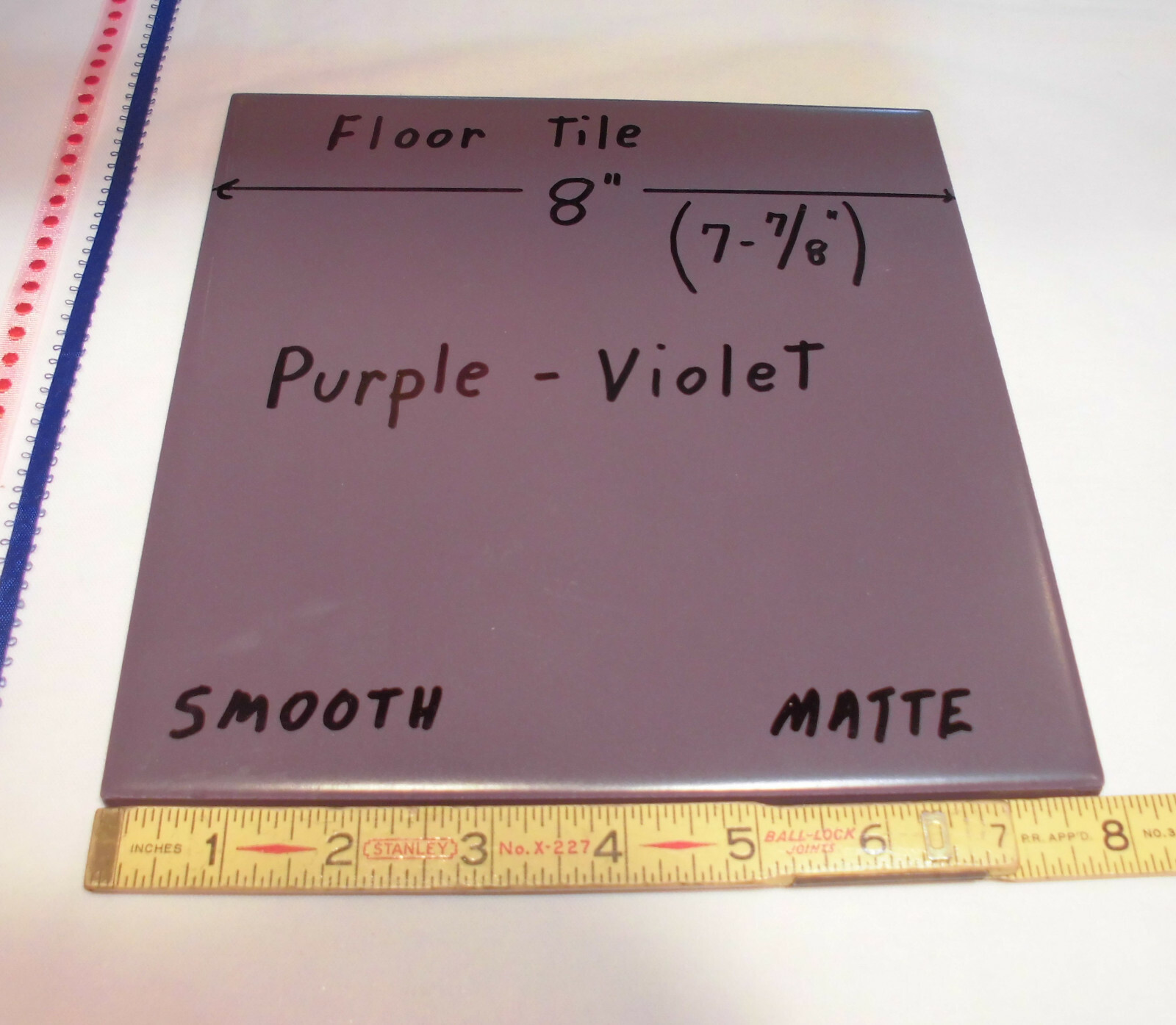 1 pc. *Purple – Violet* Ceramic Floor Tile: 8″ X 8″ Smooth Matte Finish