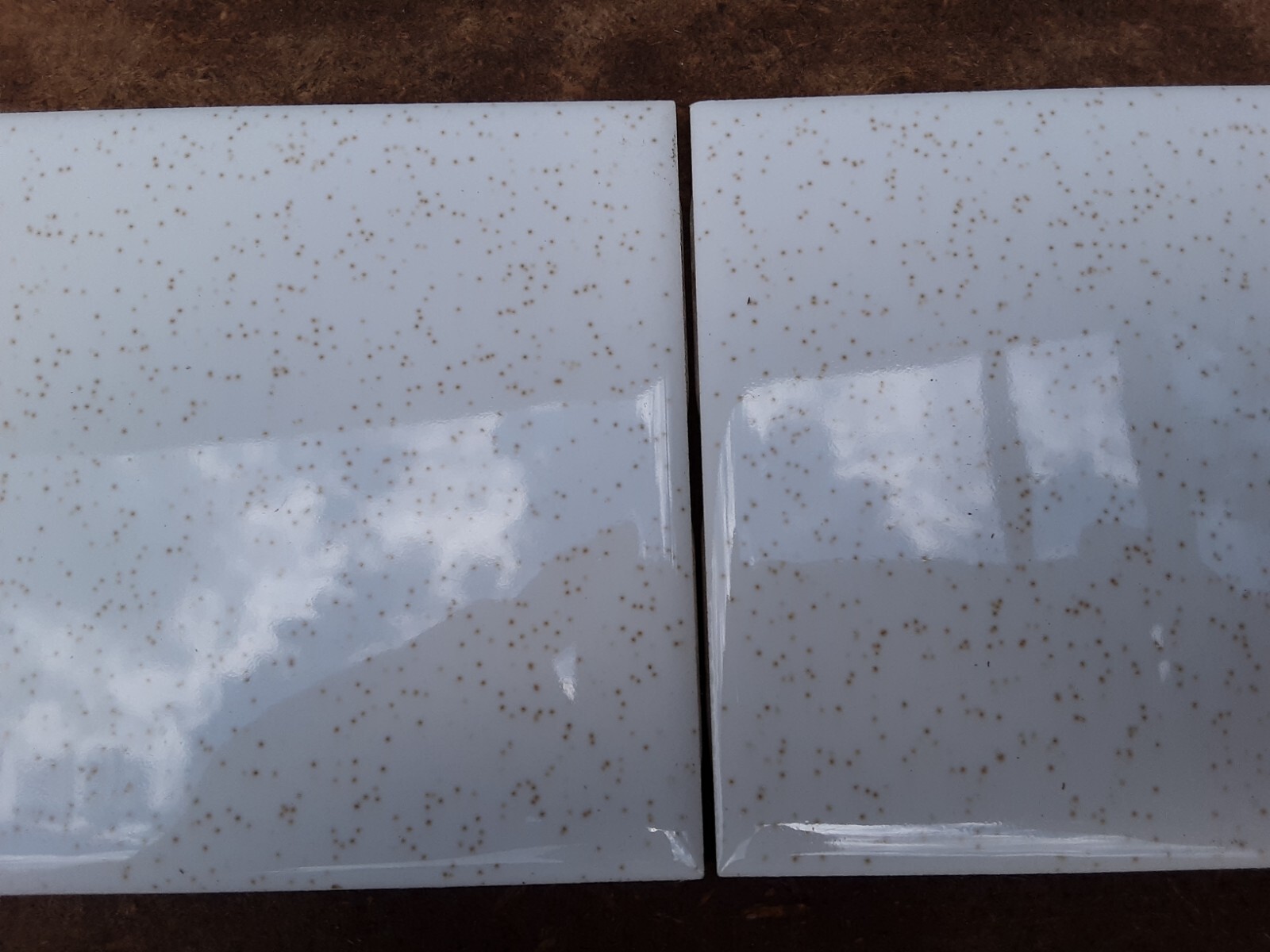MTF Made in the USA Gloss Brown Speckles on Offwhite Ceramic Wall Tile  1960 new