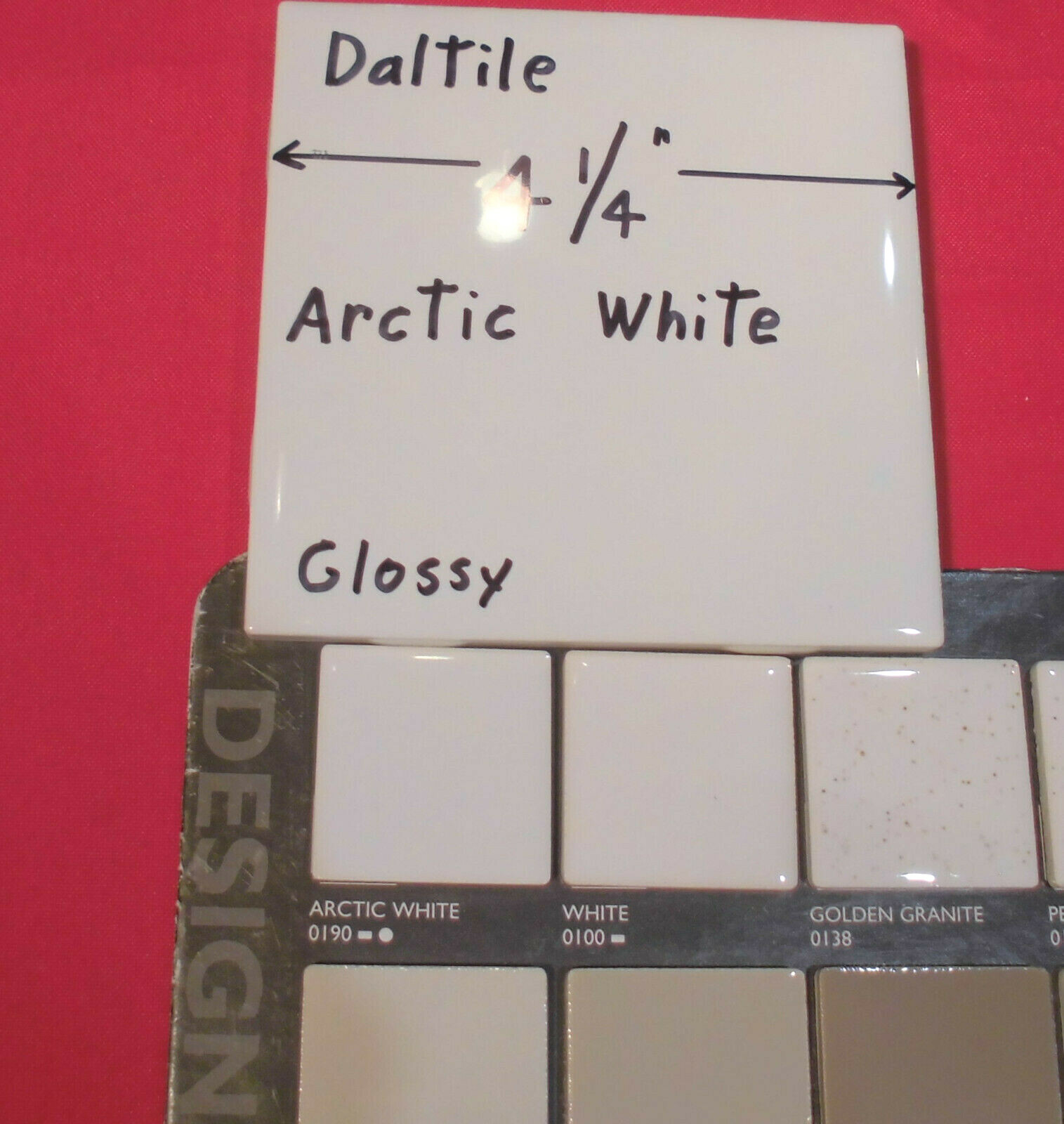 1 pc. *Arctic White* 4-1/4″ Square Glossy Ceramic Tiles by Daltile #190: NEW