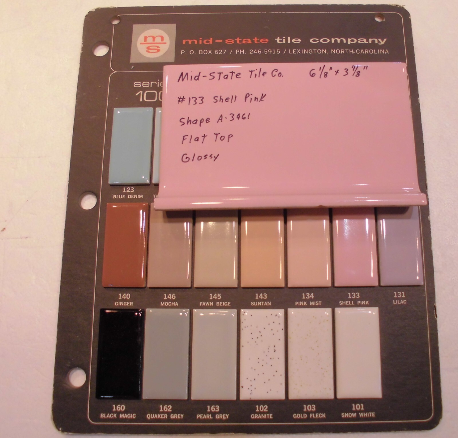 1 pc. Shell Pink: 4” X 6” Glossy Ceramic Cove Base Tile by Mid-State: Flat Top