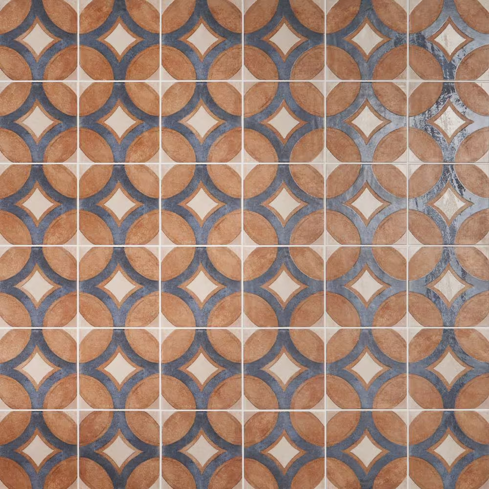 Angela Harris Sicilia Circles Cotta 7.87 In. X 7.87 In. Matte Porcelain Floor an