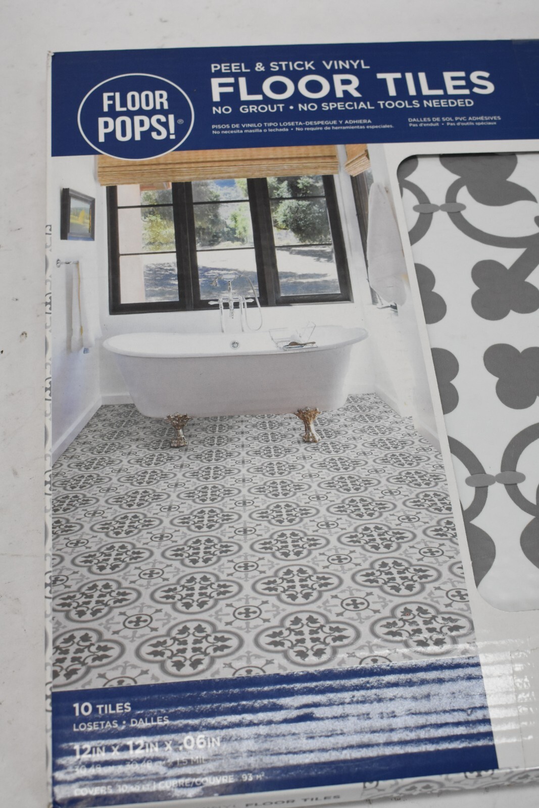 Floor Pops Peel & Stick Floor Tiles FP2953 Remy Gray 12″ x 12″ x .06″ 10 Pack