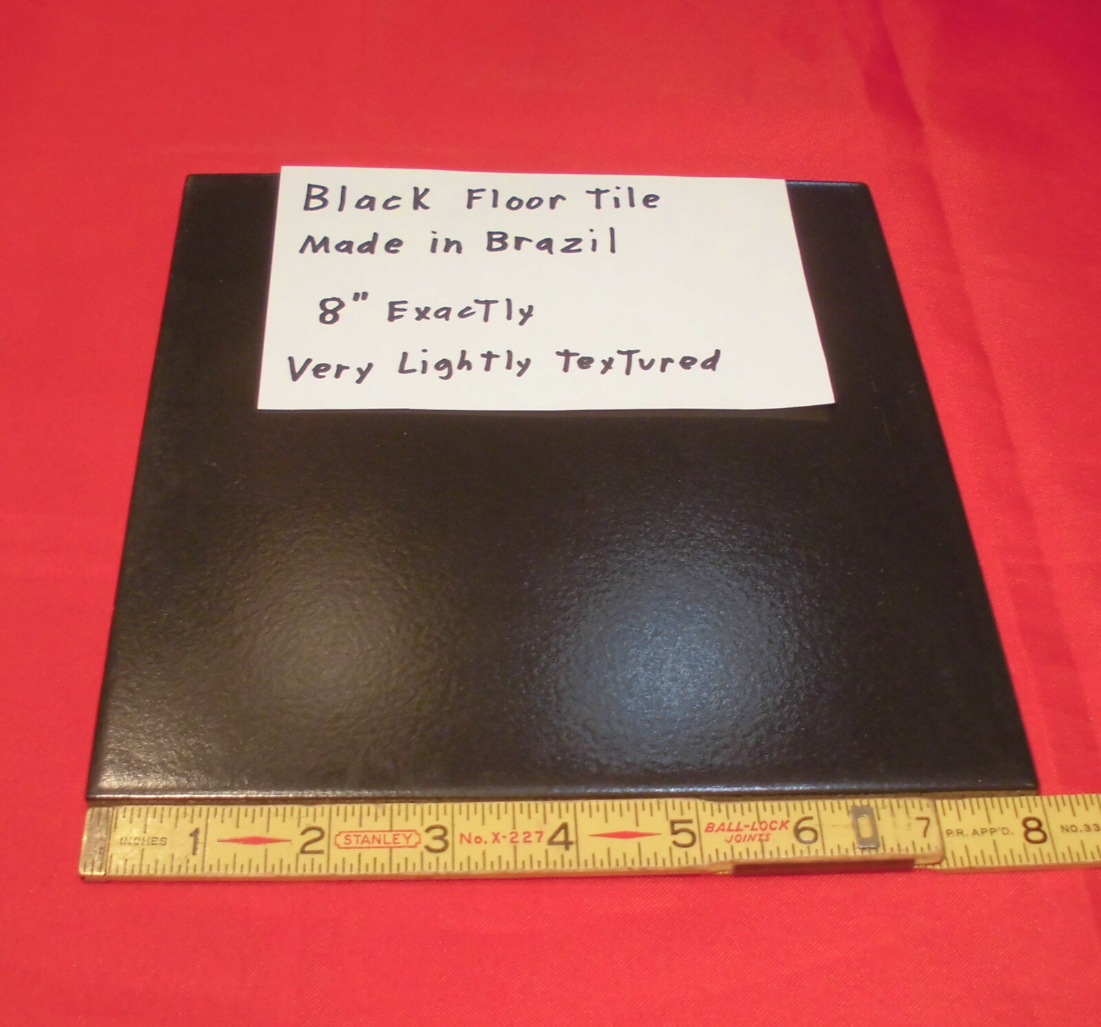 1 pc. *Rich Black* Ceramic / Porcelain Floor Tile 8″ X 8″ Lightly-Textured NEW
