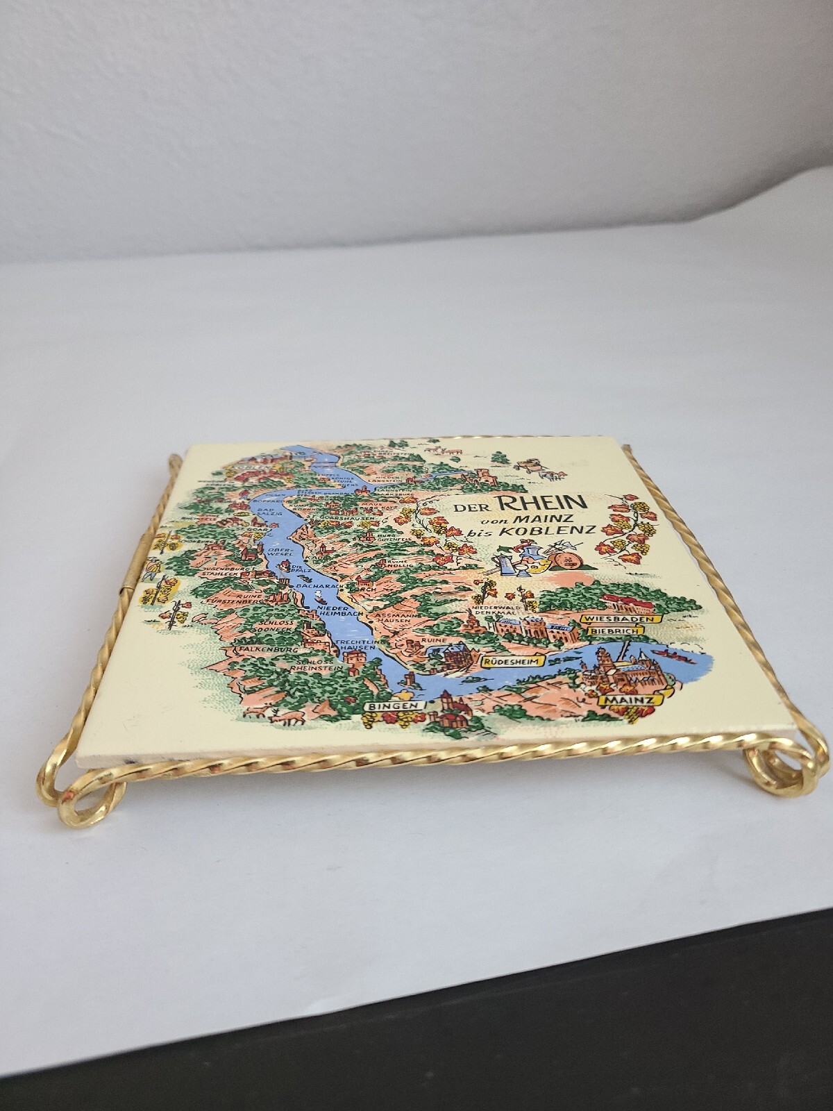 VTG Metal Framed Ceramic Tile “DER RHEIN von MAINZ bis KOBLENZ”