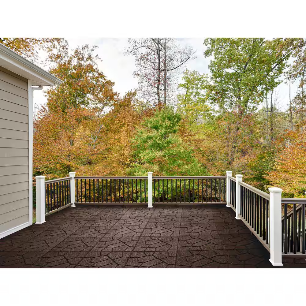 16 In. X 16 In. X 5/8 In. Brown Stone Smartloc Rubber Paver (9-Pack)