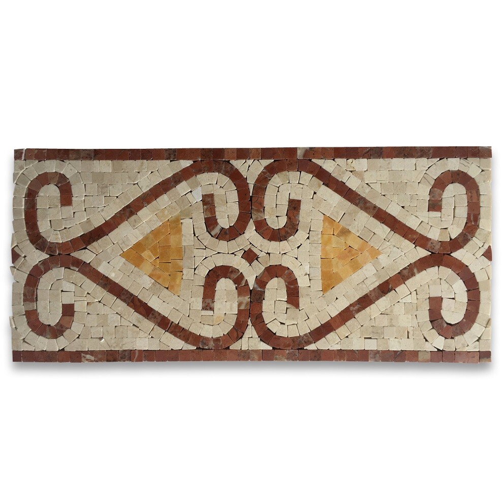 B0014P Marble Mosaic Border Listello Tile Everlasting Rojo 7.1×15.7 Polished