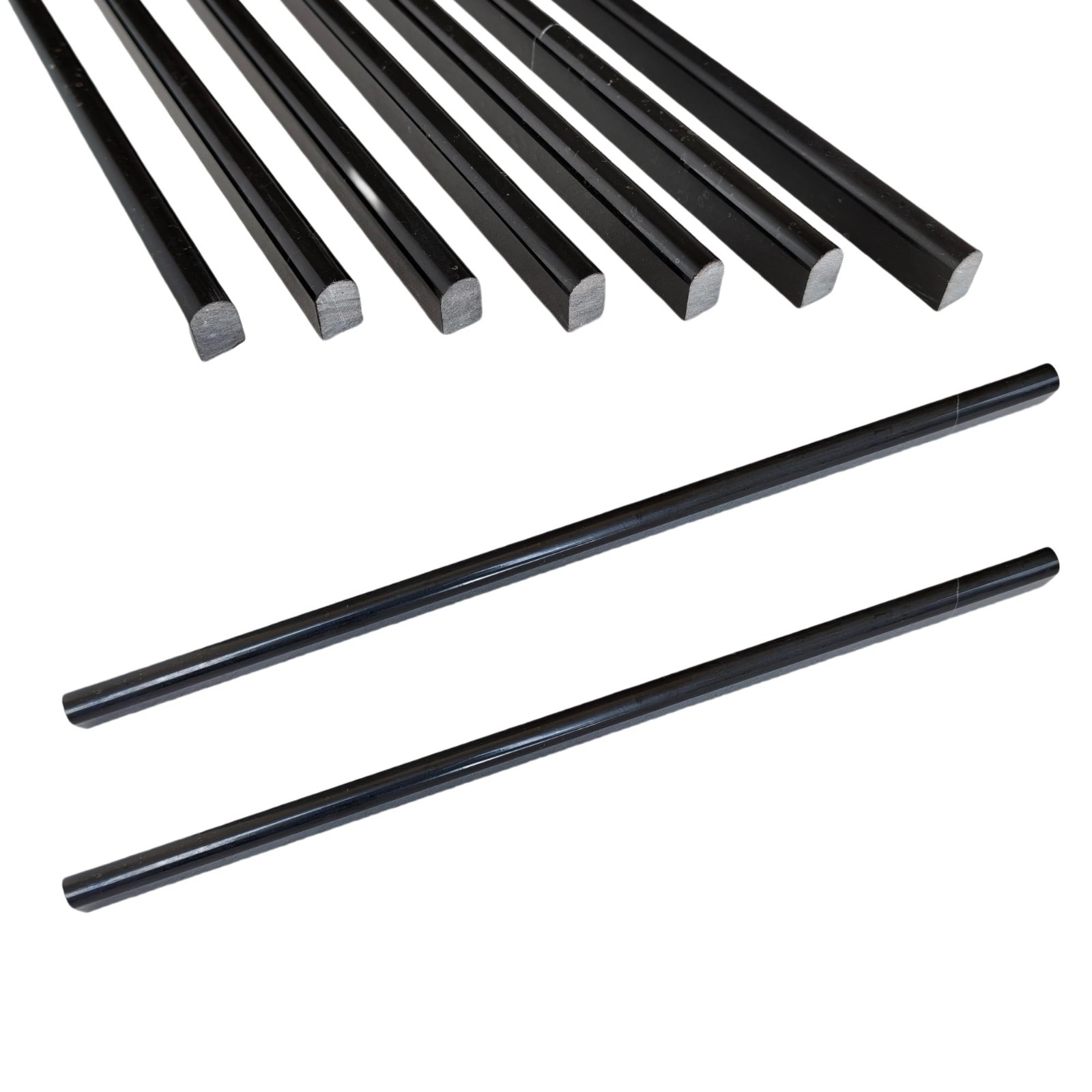 Polished Black Marble Pencil Tile Edge Trim, 10 Pack, 0.39″x12″ for Backsplash &