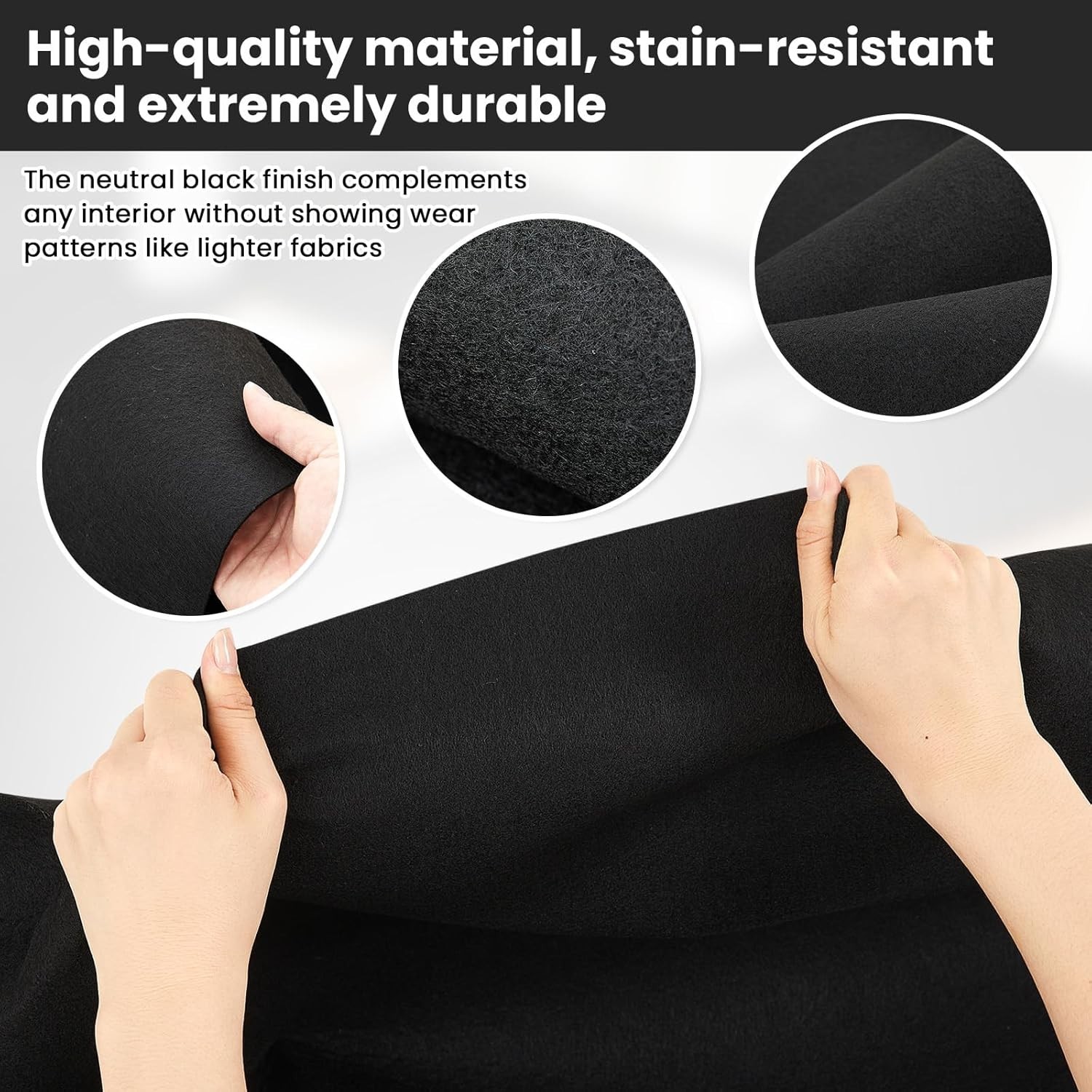 22 Sq ft 16 x 195 in Black Underfelt Carpet with Adhesive Back for Speaker Su…