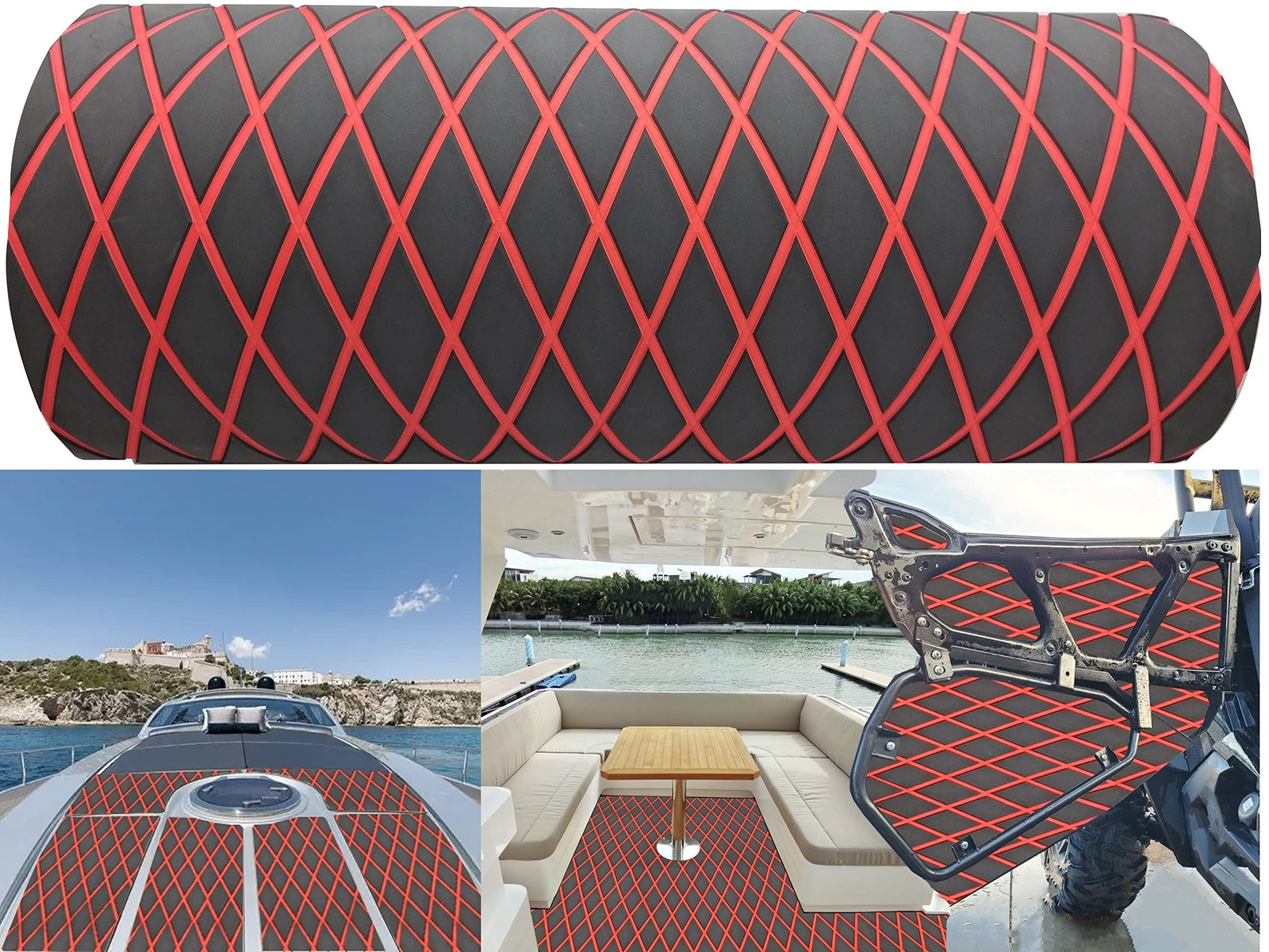 Boat Flooring EVA Foam Boat Decking Faux Teak Marine Sea Deck Non-Slip Mat fo…