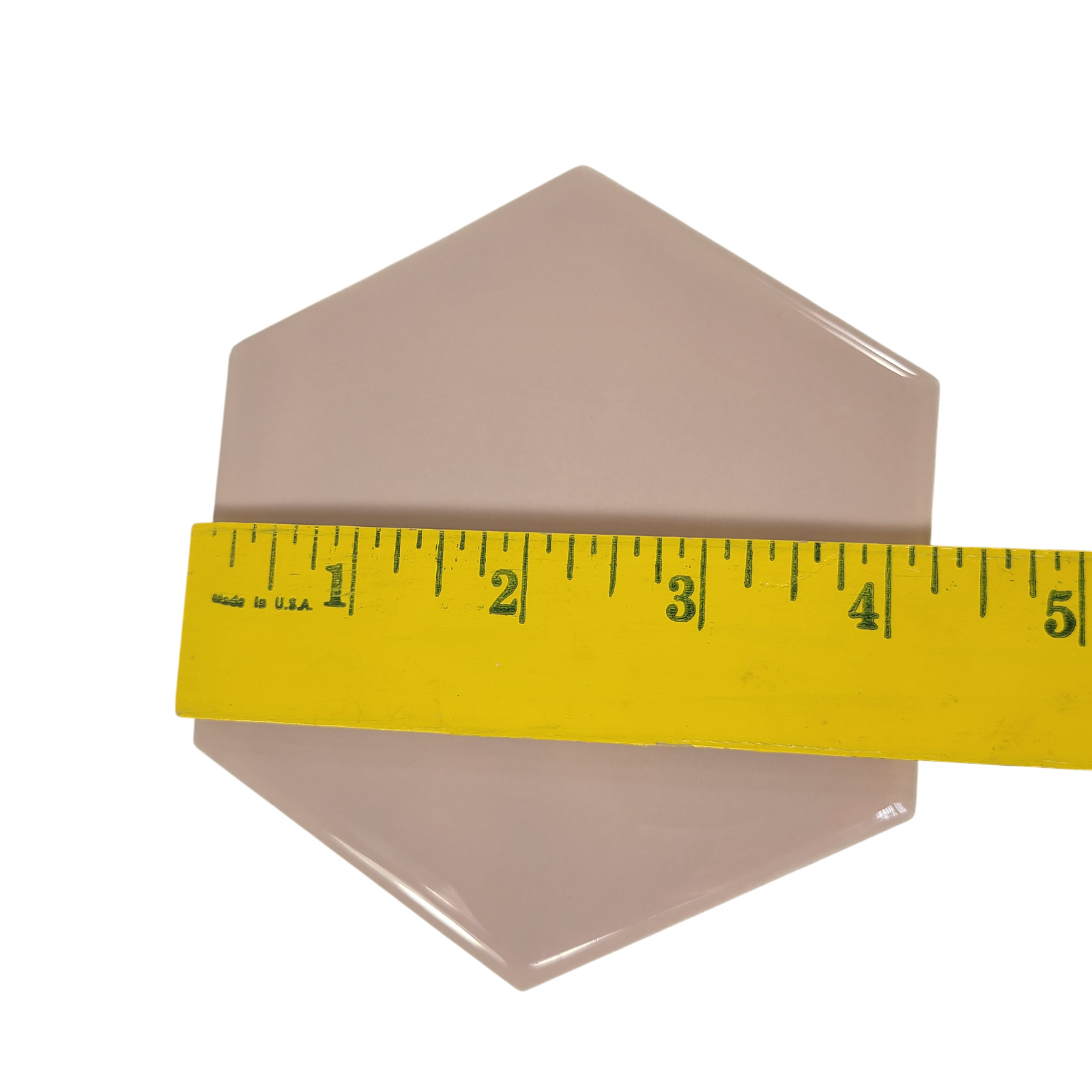 Pink Ceramic Tile Hexagon Subway Vintage Mid Century Modern Rippled Undulated