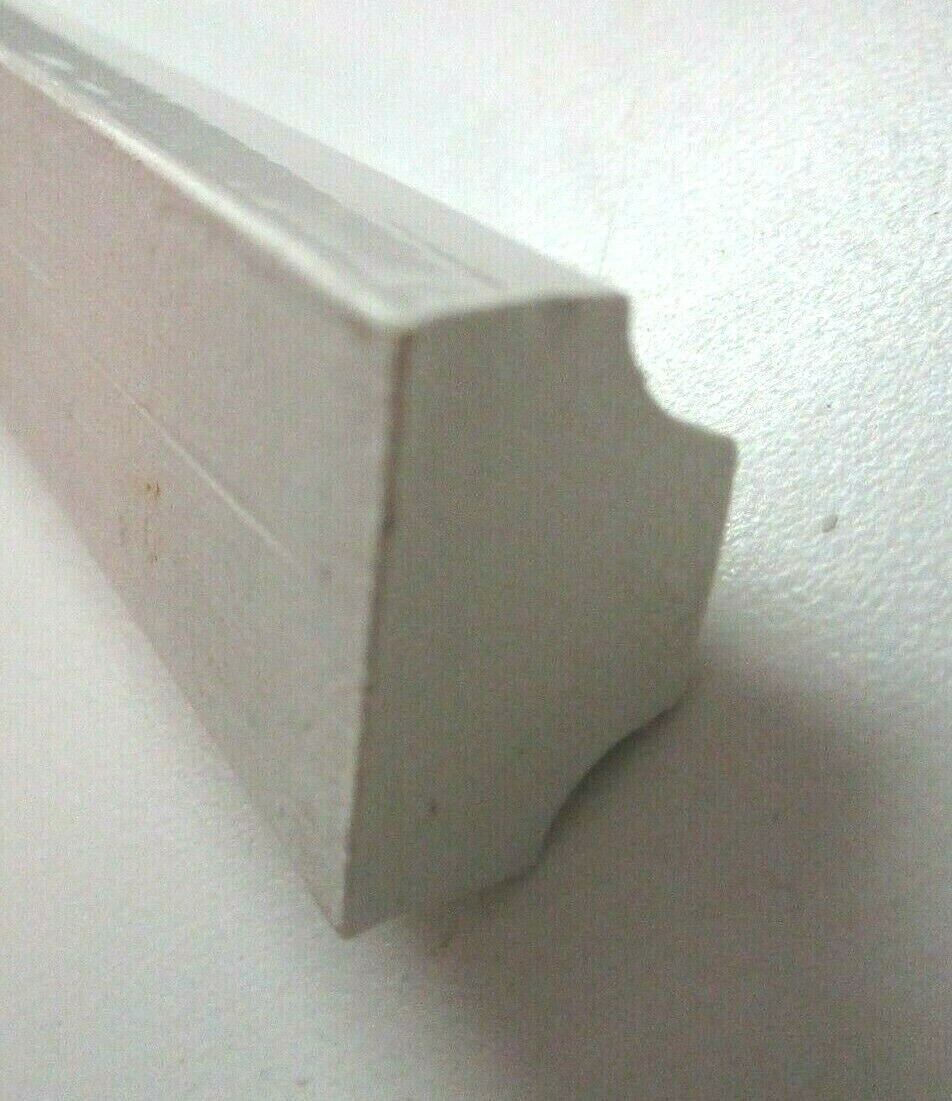 1 Tile Ceramic Porcelain 7-7/8″ Glossy White Trim Wall Accent Border Cap Vintage