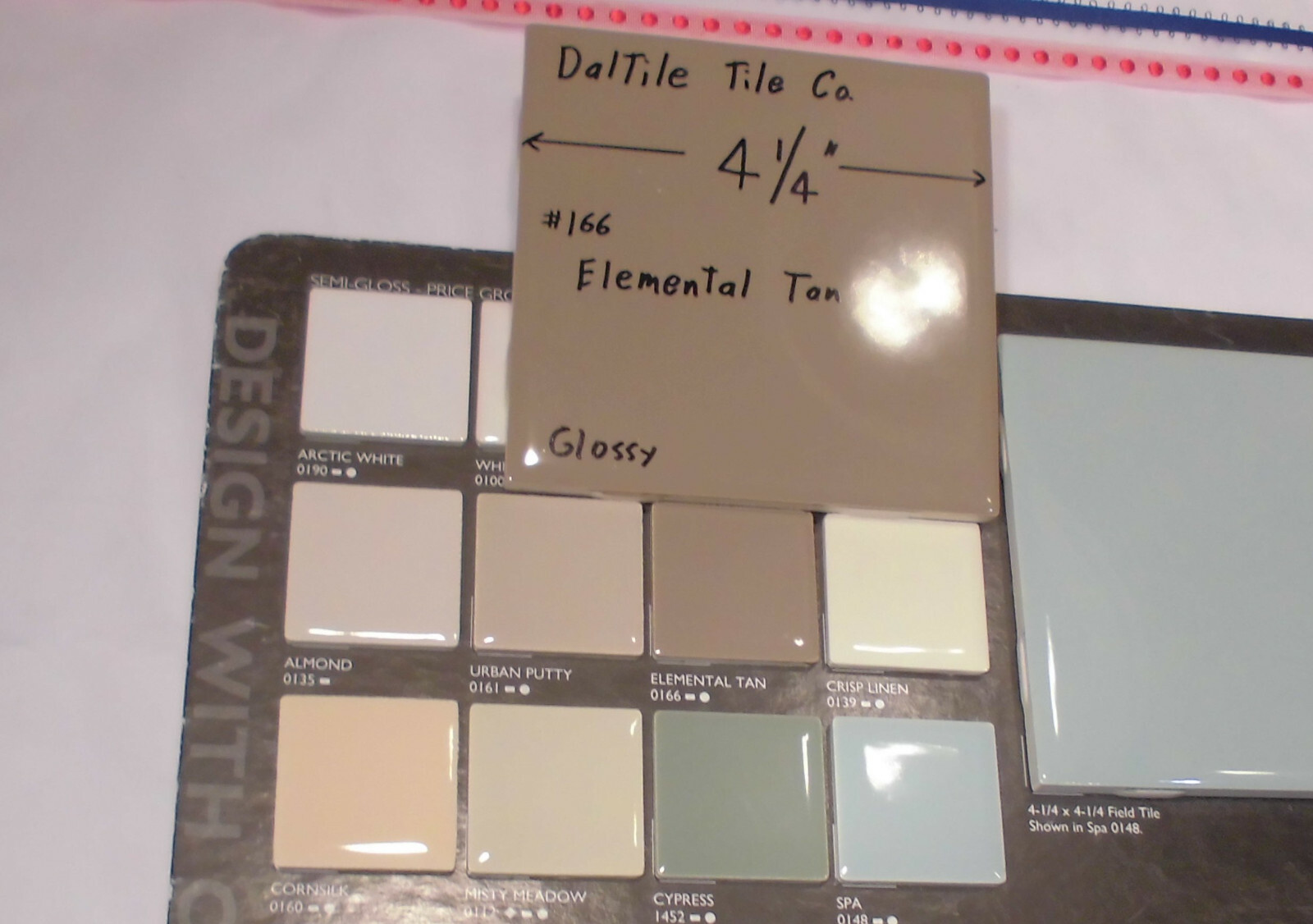 1 pc. Elemental Tan: Glossy Ceramic Tile by Daltile; 4-1/4″ Light Brown NEW