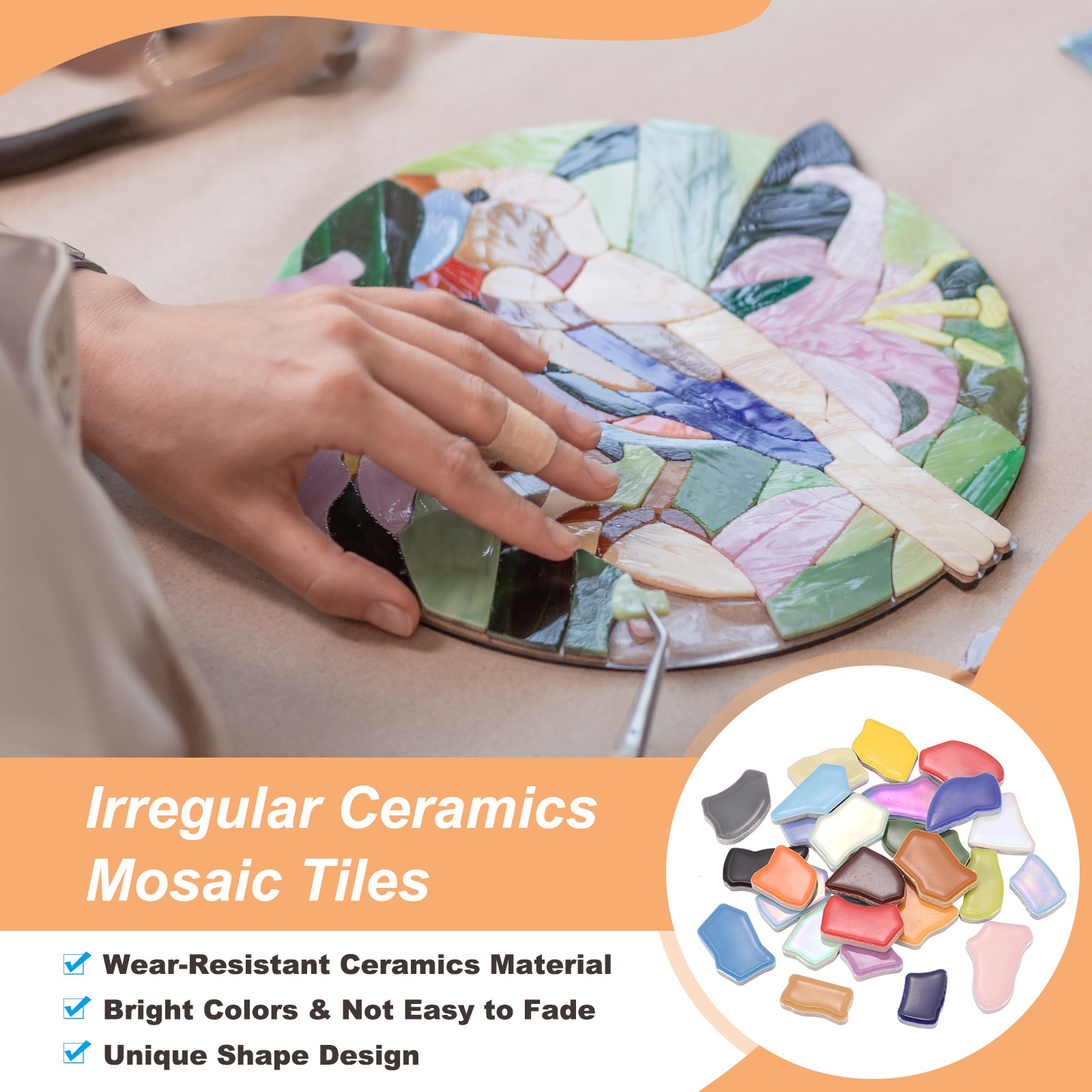 250g/0.55LB Irregular Ceramics Mosaic Tiles Brown Series