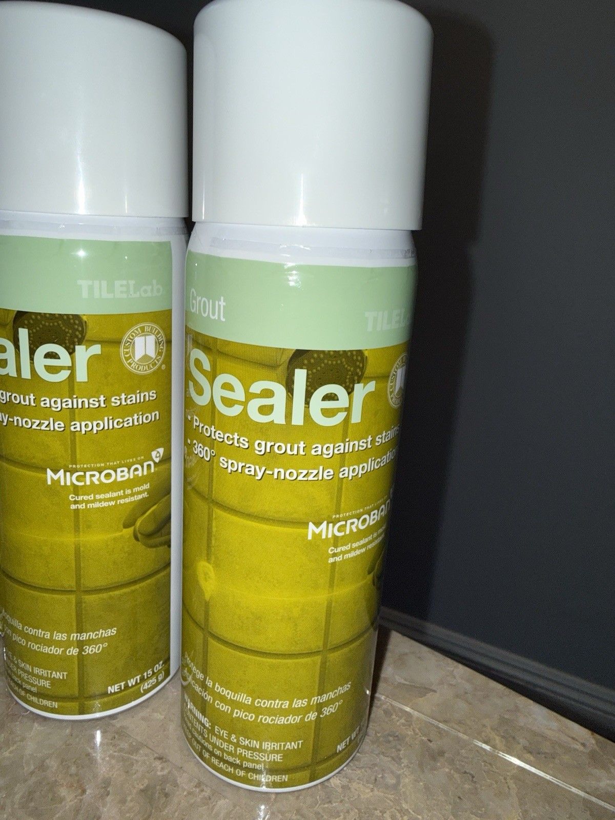 Grout Sealer w Microban TileLab 15 oz Aerosol Protects Grout Against Stains 3 PK