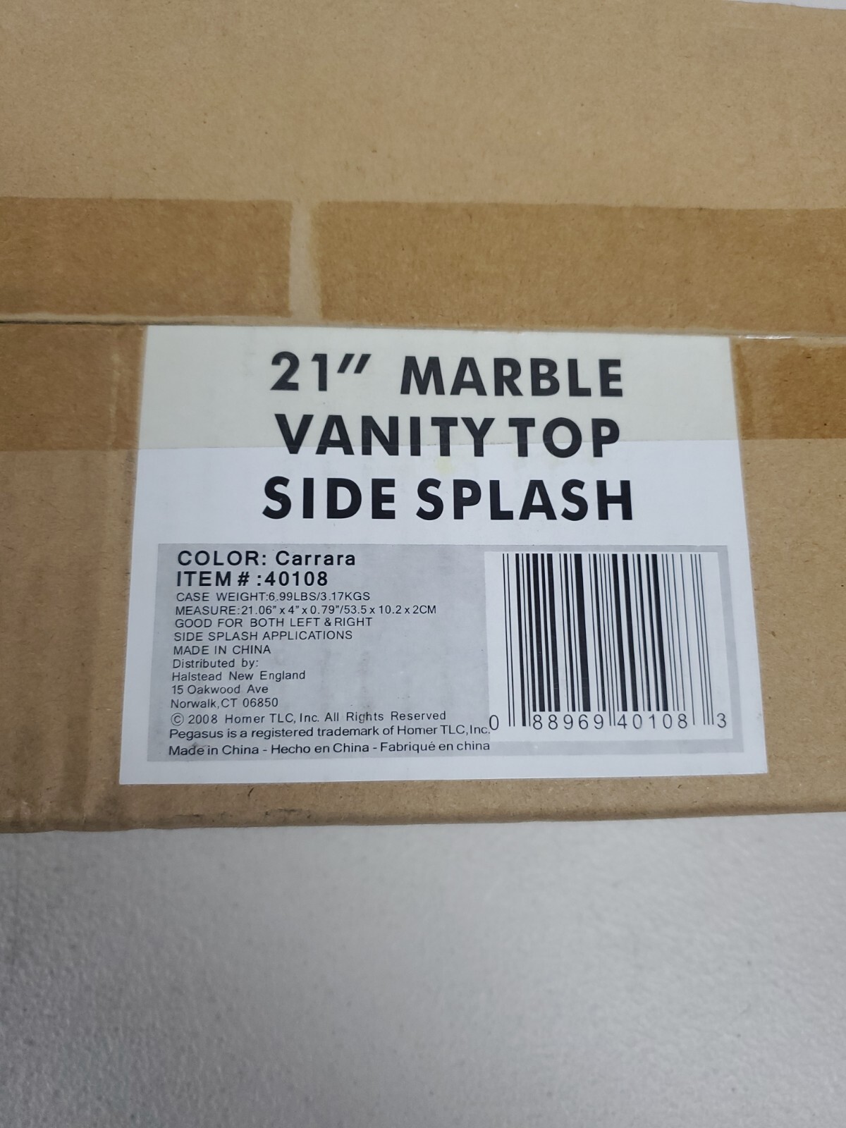 Home Decorators Collection Sidesplash 21 in. Mildew-Resistant Marble Carrara