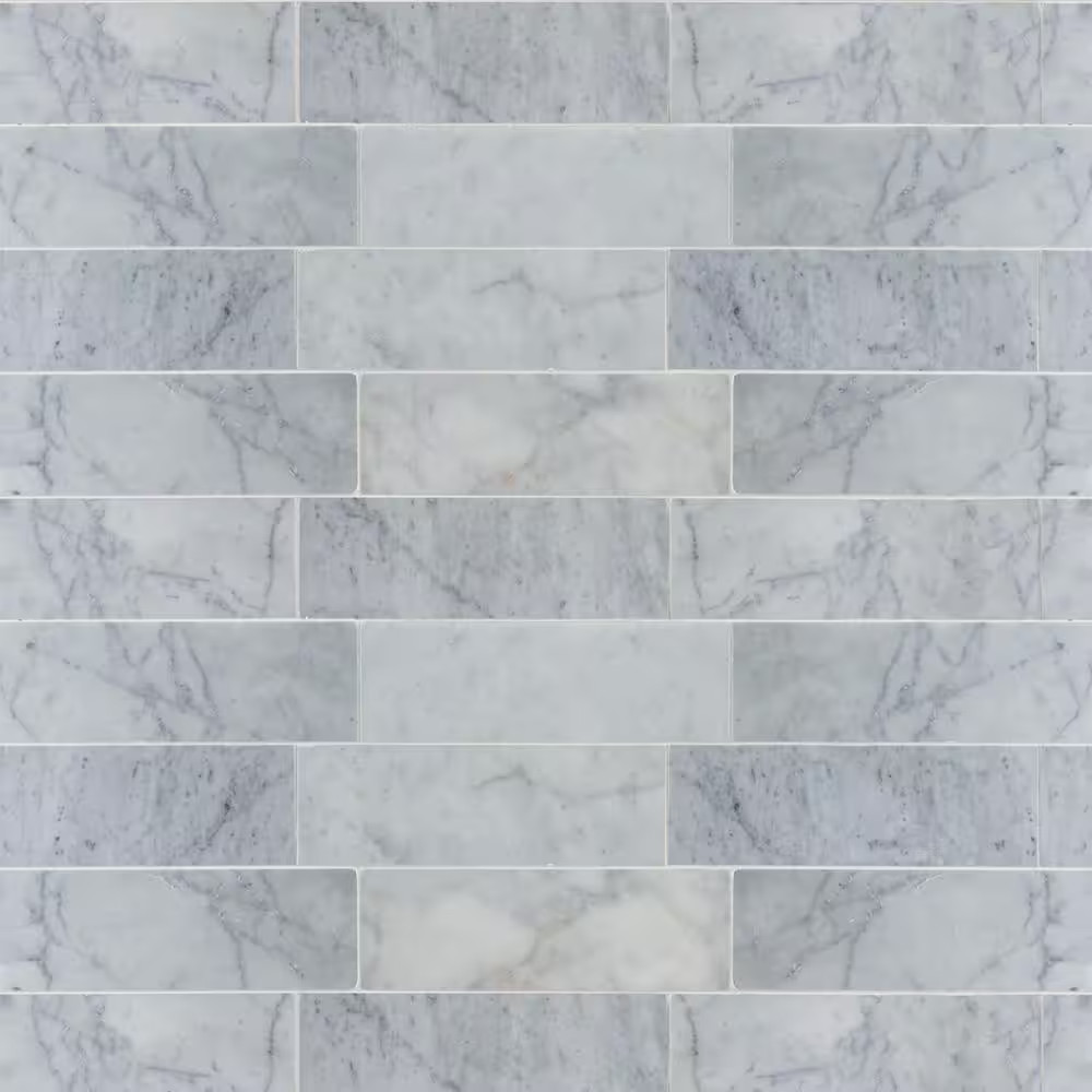 Carrara White/Grey 4 In. X 12 In. Honed Marble Wall and Floor Tile (10 Sq. Ft./C