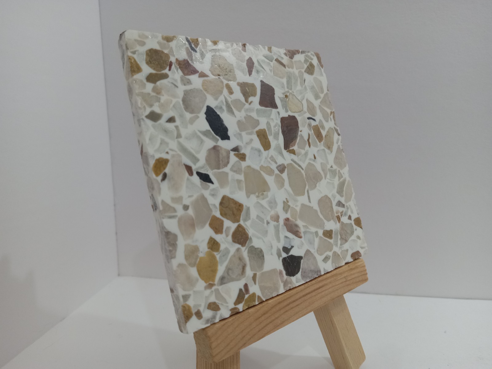 Fritztile Terrazzo Mini Floor Tile Single Sample R682011 Hefeweizen (Yellow Tan)