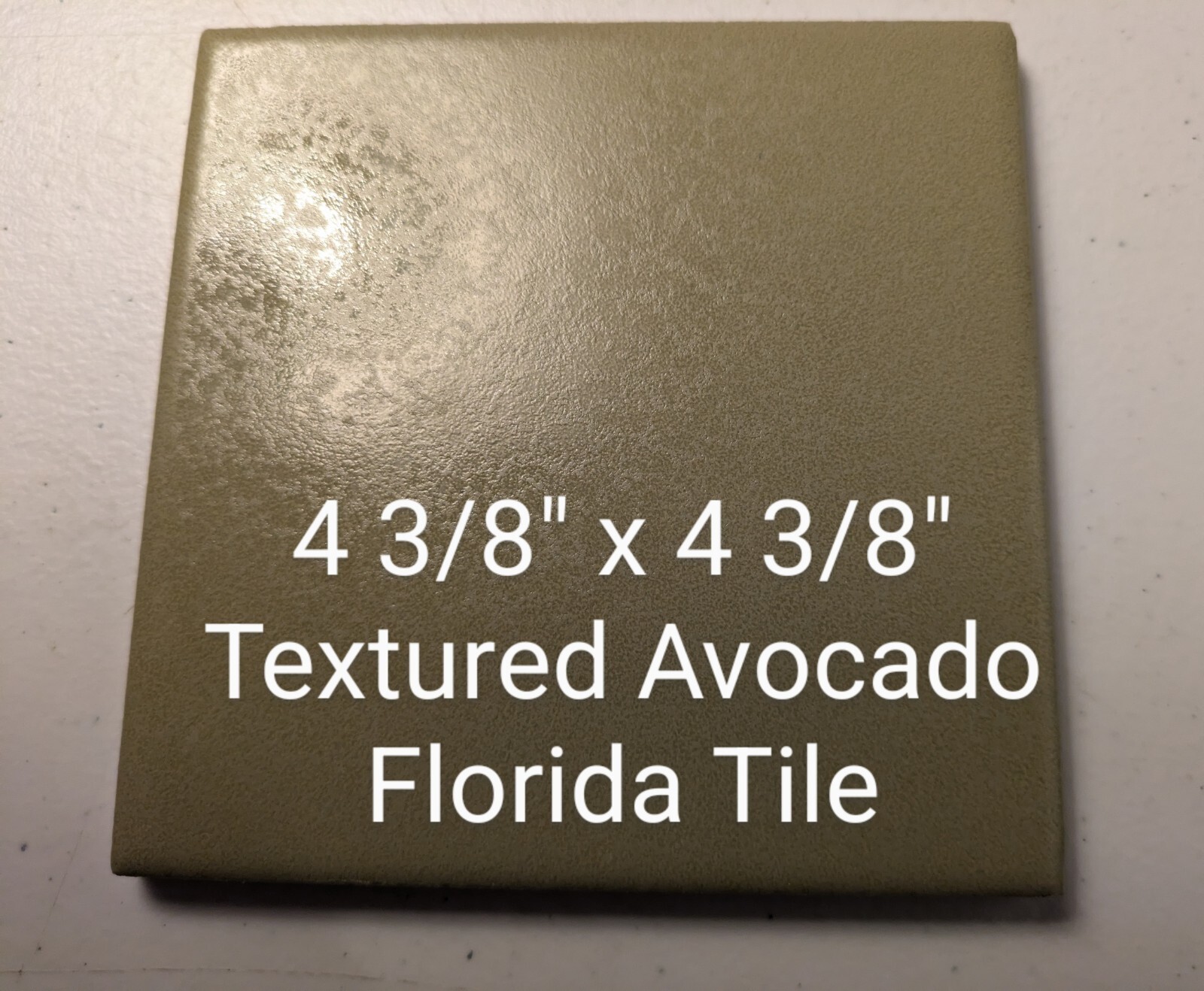1 pc. Avocado 4-3/8″ New Textured Ceramic Florida Tile Old New Stock