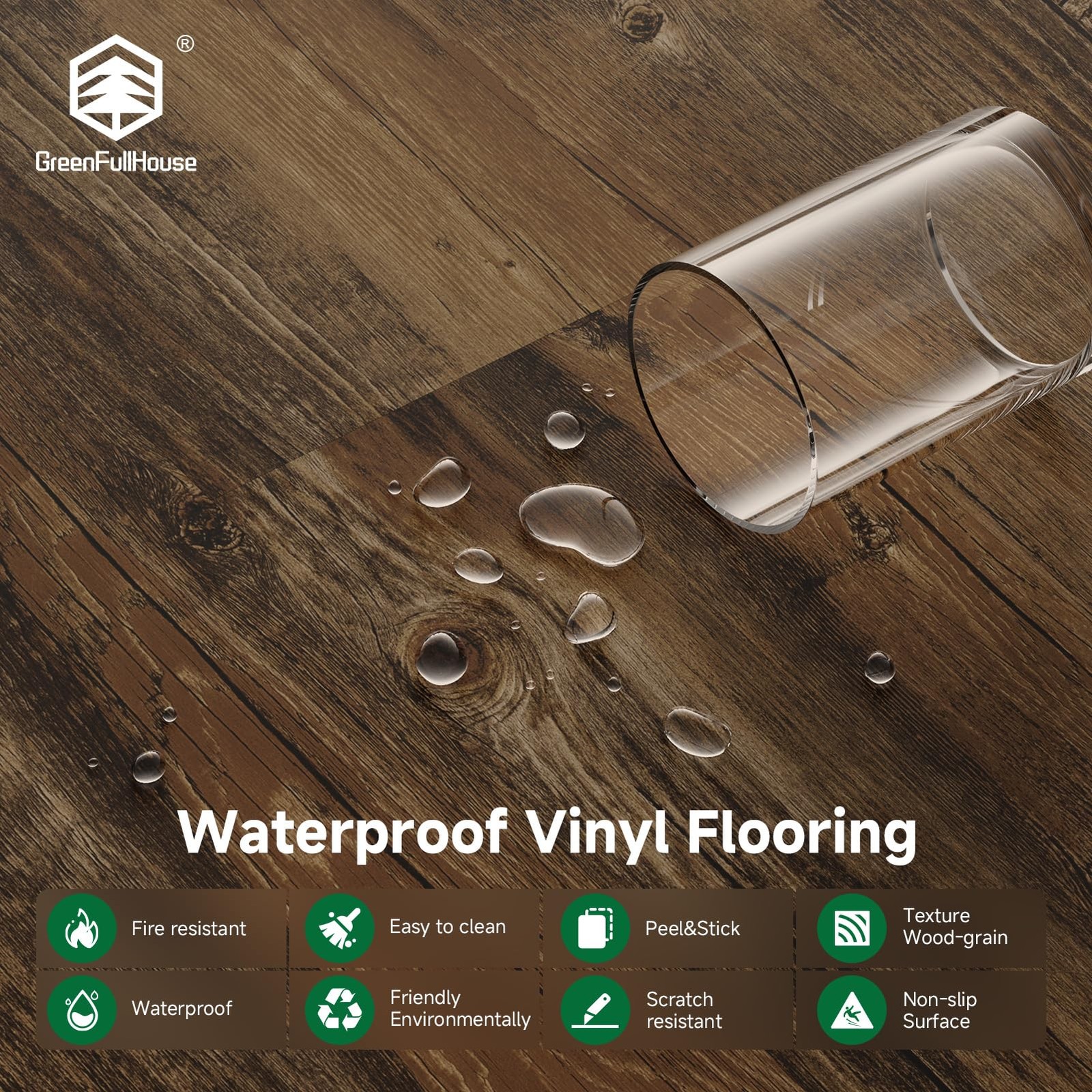 Peel and Stick Vinyl Flooring, 1 Piece Sample Wood-Effect, Rigid Core Easy DI…
