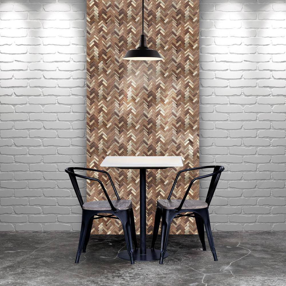 11-7/8 In. X 11-7/8 In. X 1/2 In. Herringbone Boat Wood Mosaic Wall Tile Natural