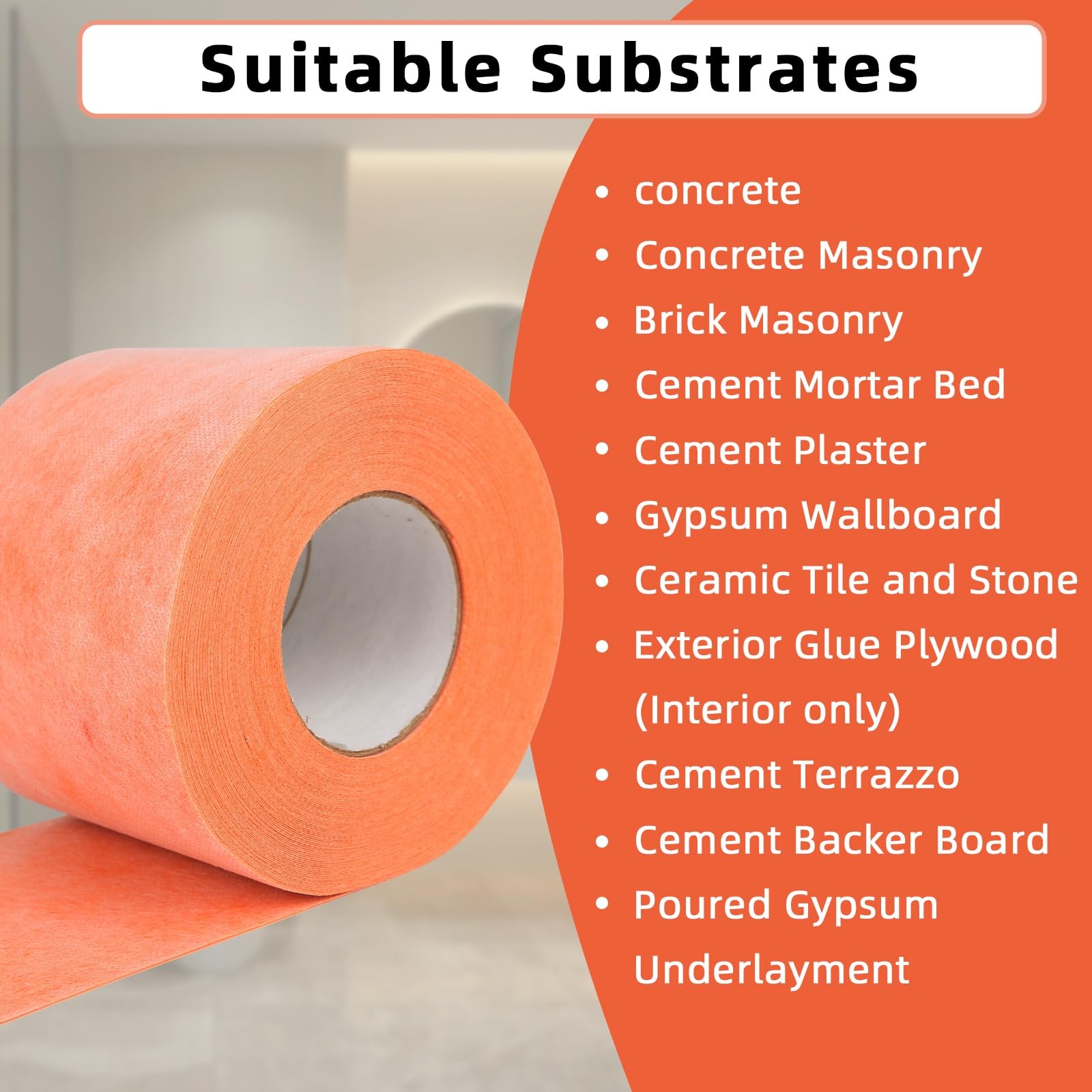 Professional Waterproof Membrane for Shower,5In x 100Ft(42 Sq Ft), Superior W…