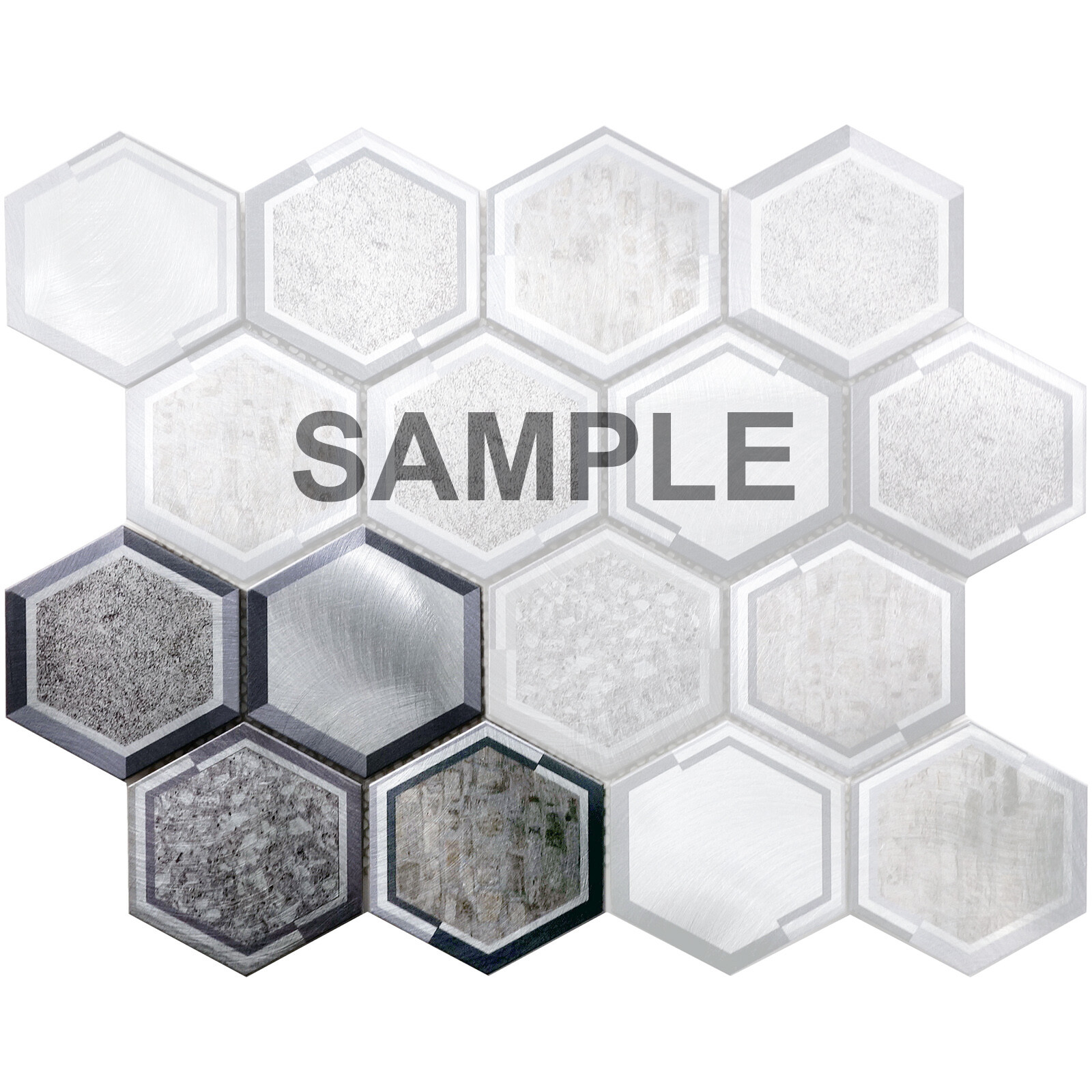 Gray Aluminum Hexagon Modern Mosaic Tile Metallic Backsplash Kitchen Bathroom