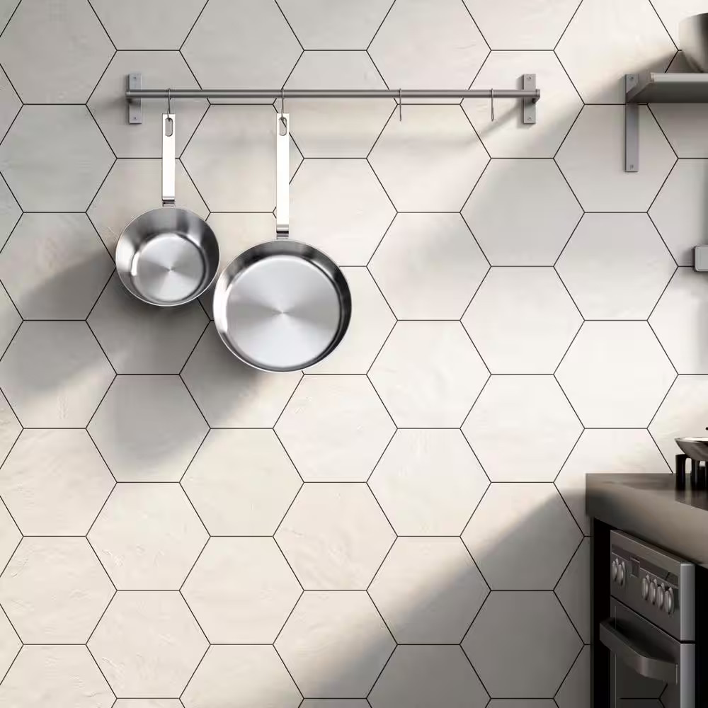 Allora Hexagon 8 In. X 10 In. Matte Solid White Porcelain Floor Tile (12.67 Sq.